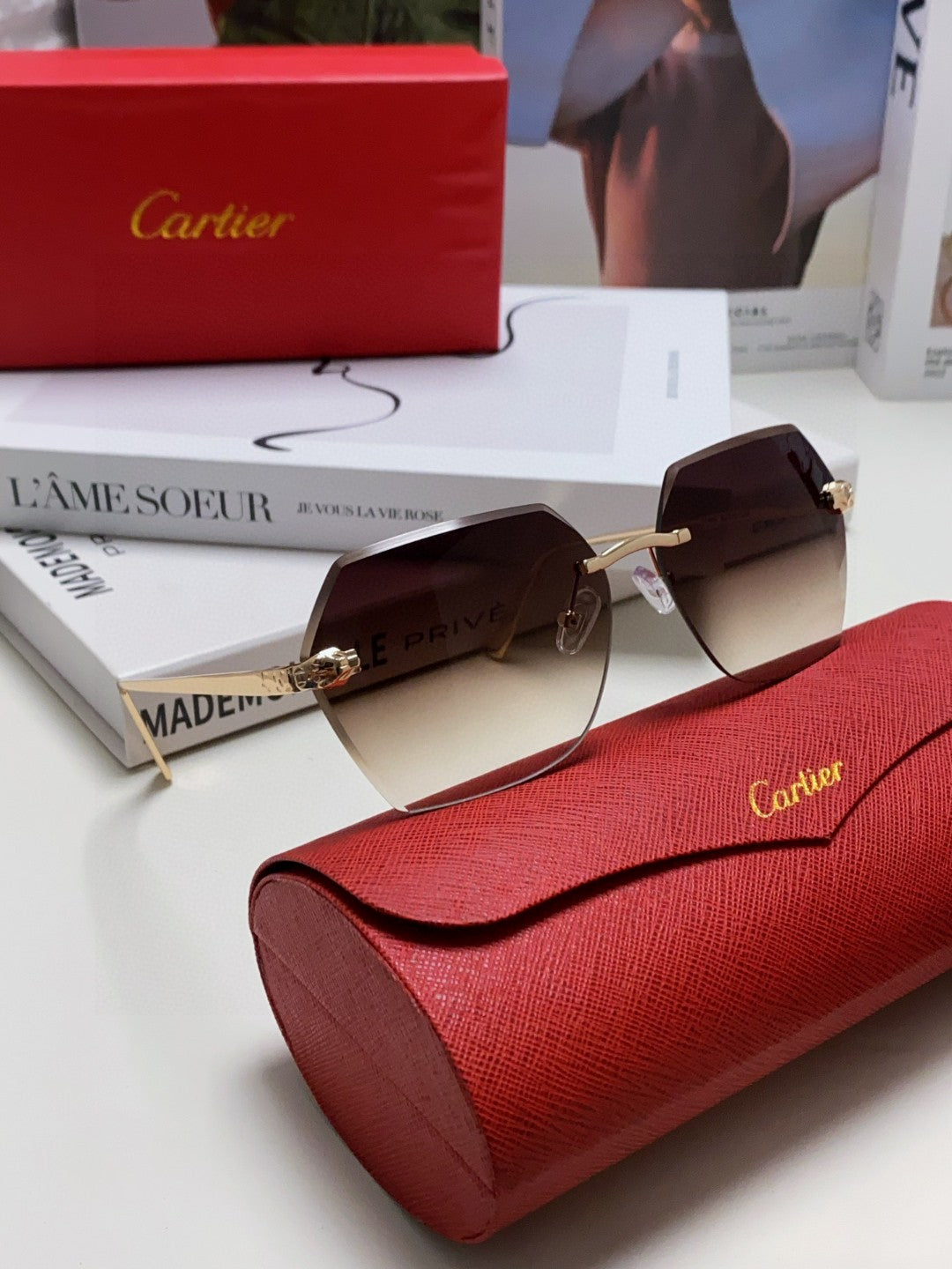 Cartier Photochromic Rimless Silver Lens Sunglasses for Men & Women - 399042 - detail image 6