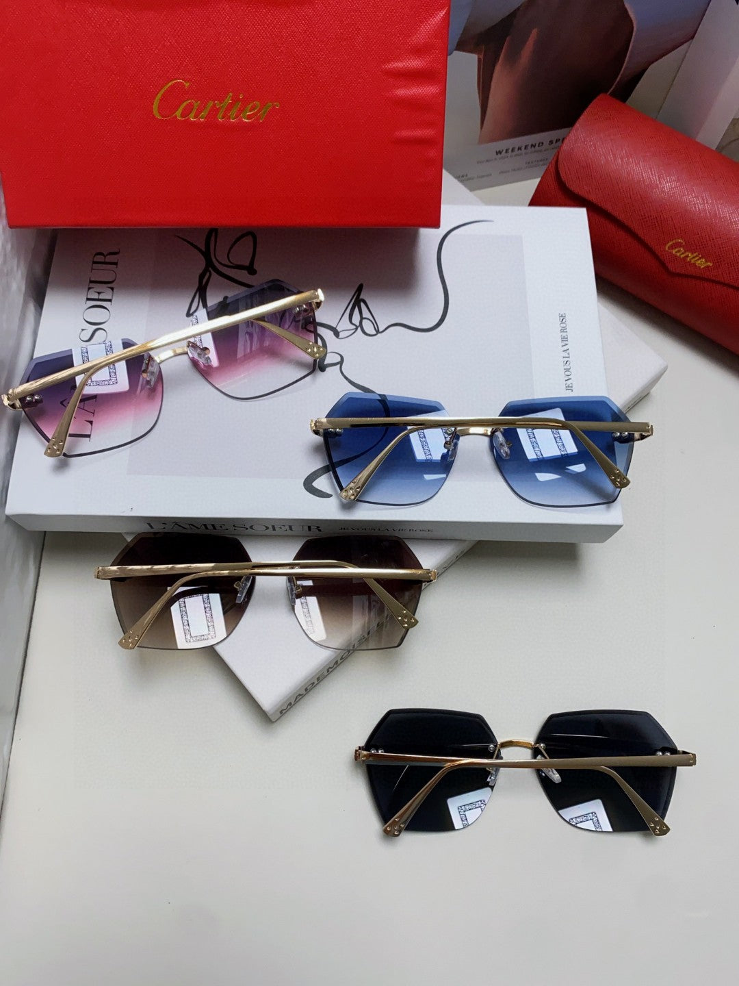 Cartier Photochromic Rimless Blue Lens Sunglasses for Men & Women - 399043