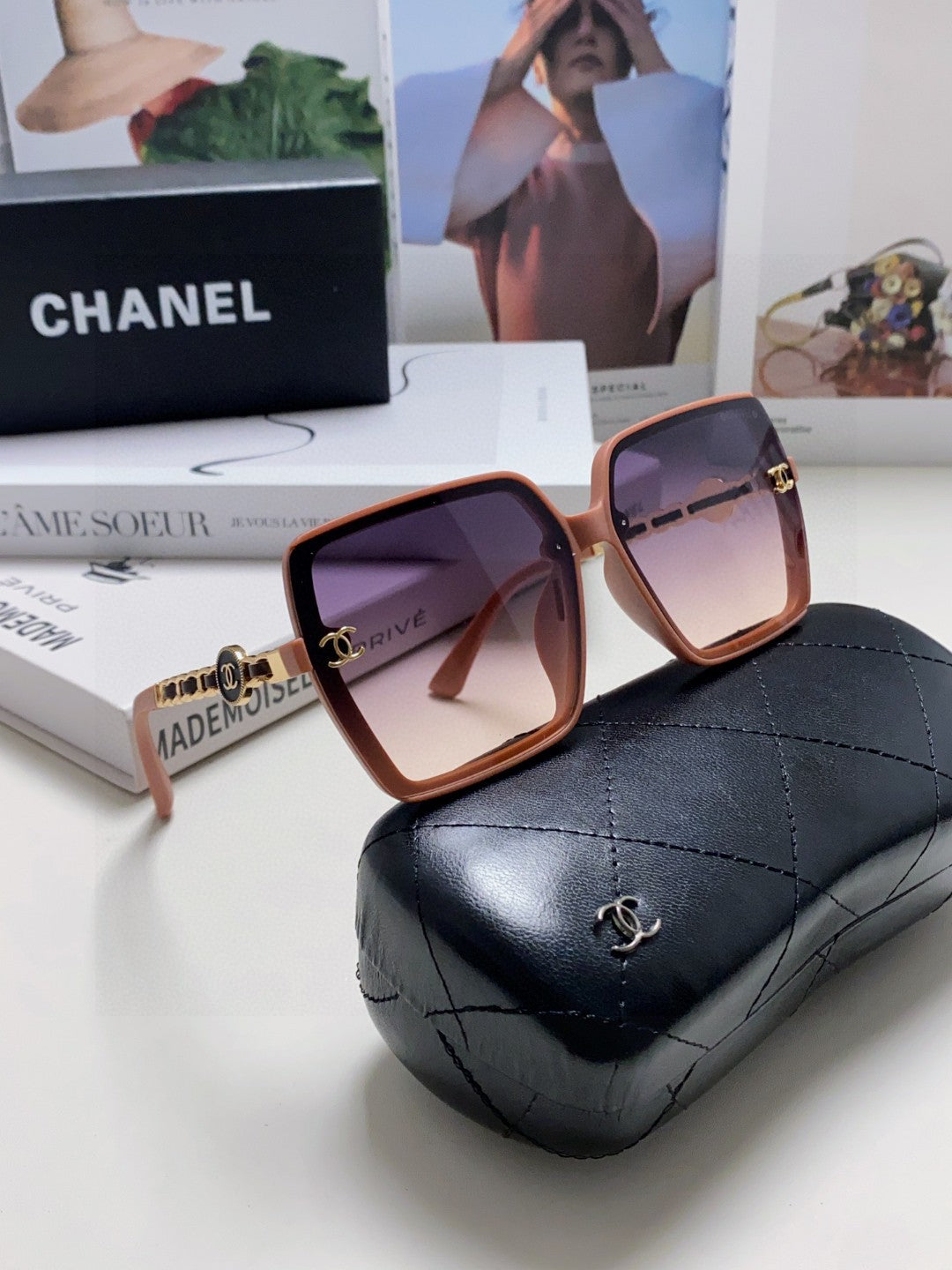 Chanel Polarized Fashion Red Lens Sunglasses for Women - detail image 7