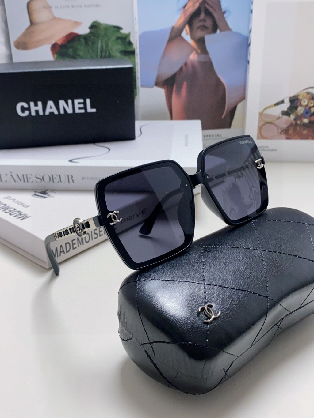 Chanel Polarized Fashion Black Lens Sunglasses for Women - 867093 - detail image 7