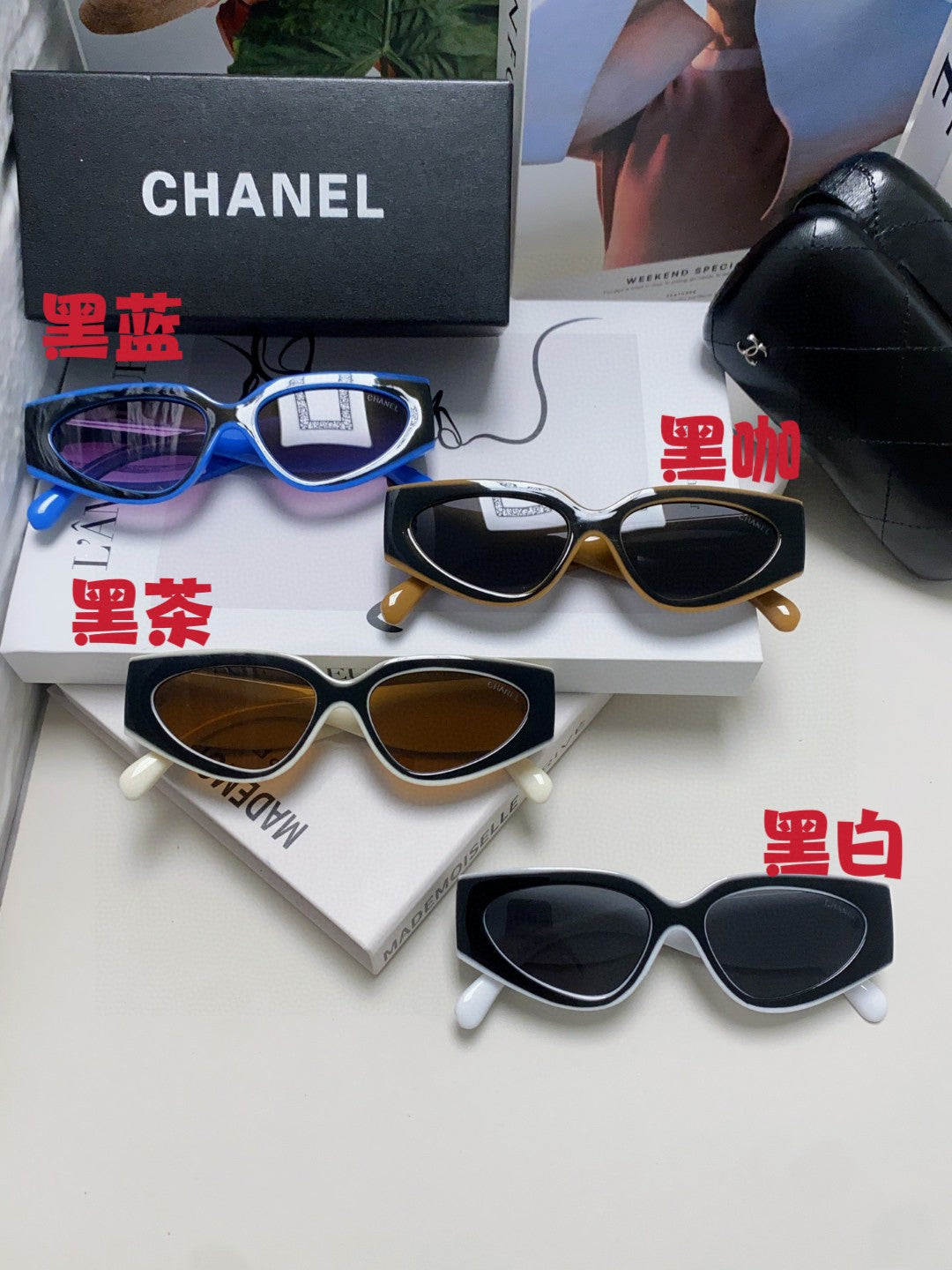 Chanel Cat-Eye Blue Lens Sunglasses for Women - 867100 - detail image 9