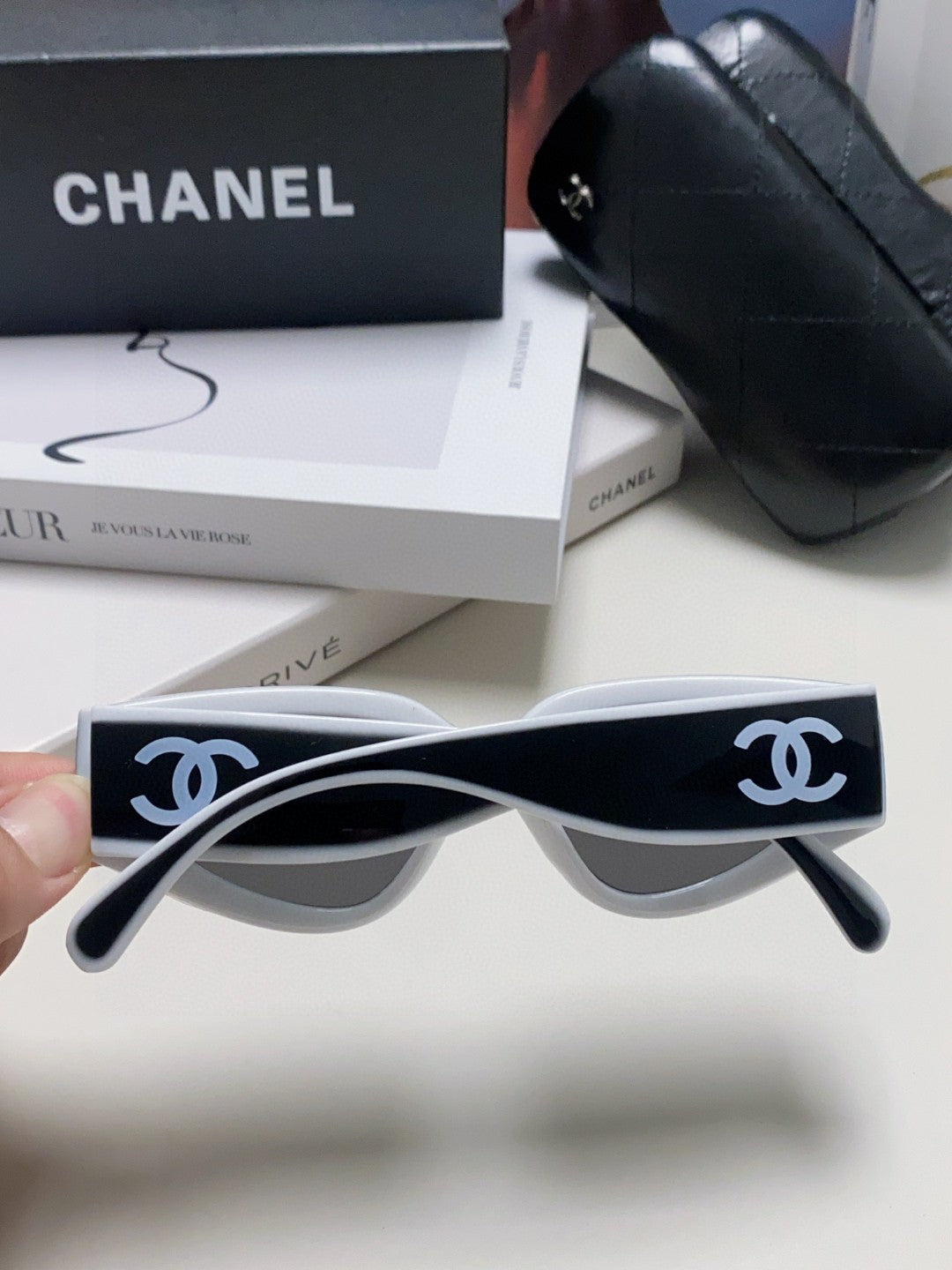 Chanel Cat-Eye Black Lens Sunglasses for Women - detail image 4
