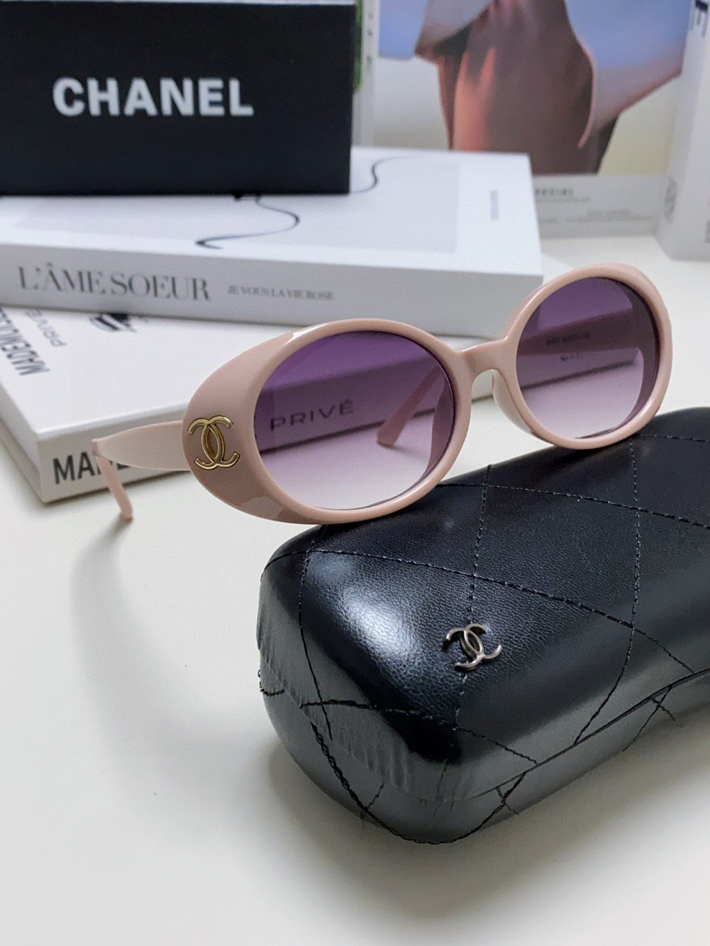 Chanel Polarized Cat-Eye Gray Lens Sunglasses for Women - 867105 - detail image 7