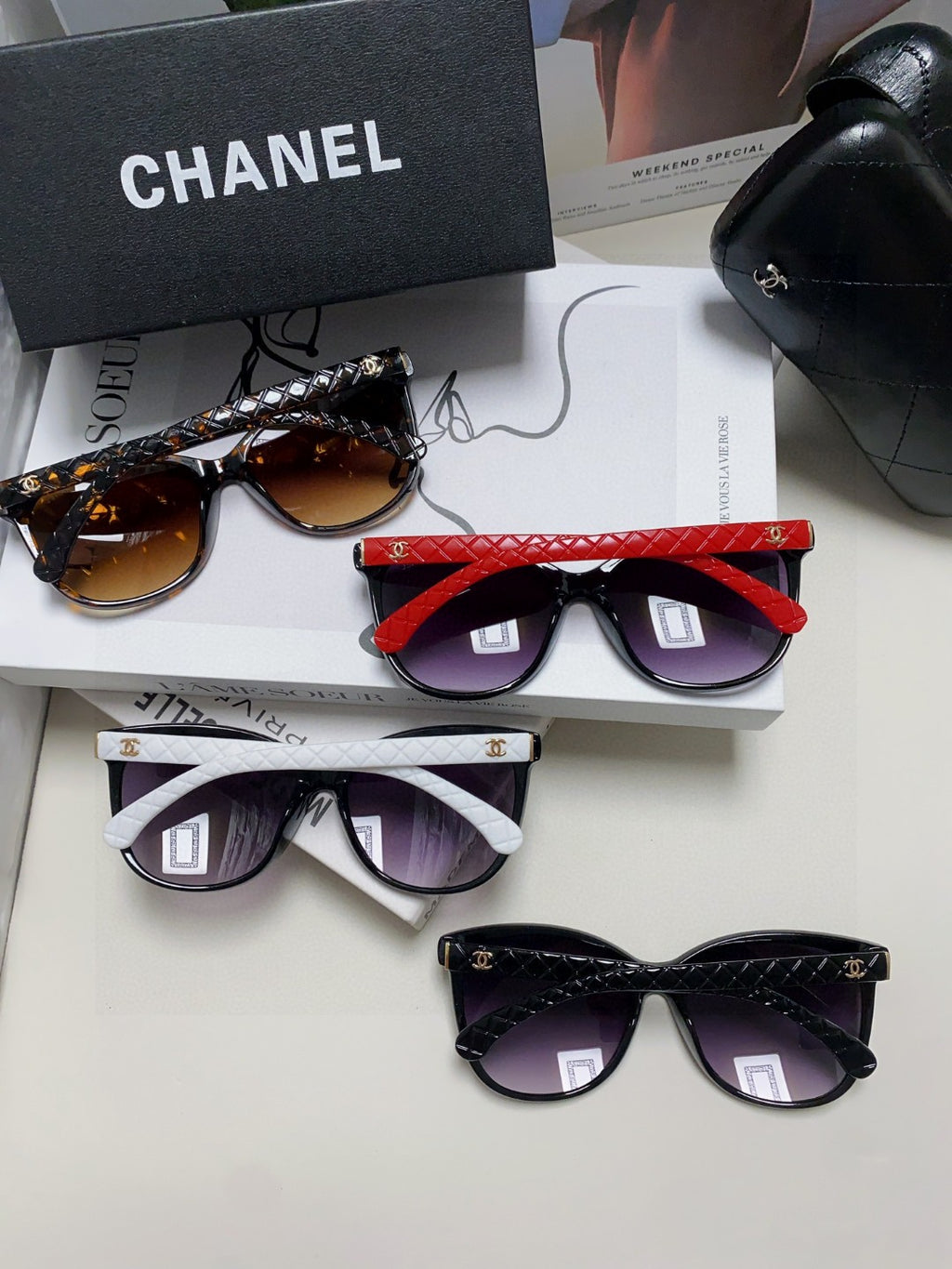Chanel Cat-Eye Black Lens Sunglasses for Men & Women - 866963 - detail image 8
