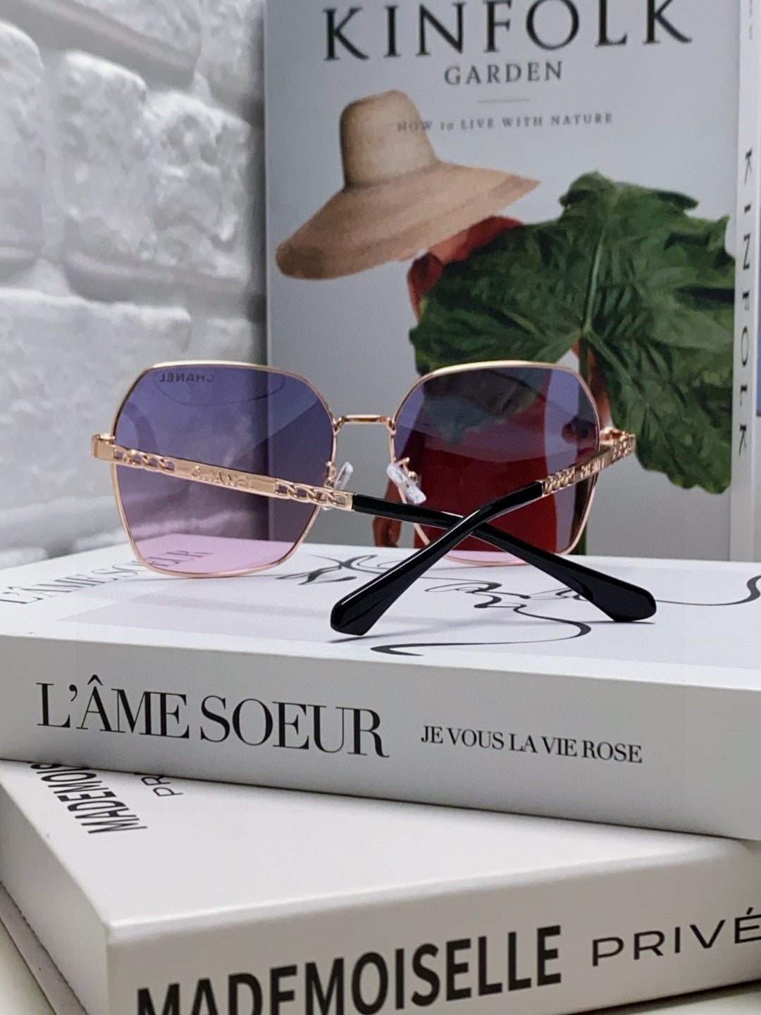 Chanel Metal Oversized Purple Lens Sunglasses for Men & Women - 866968