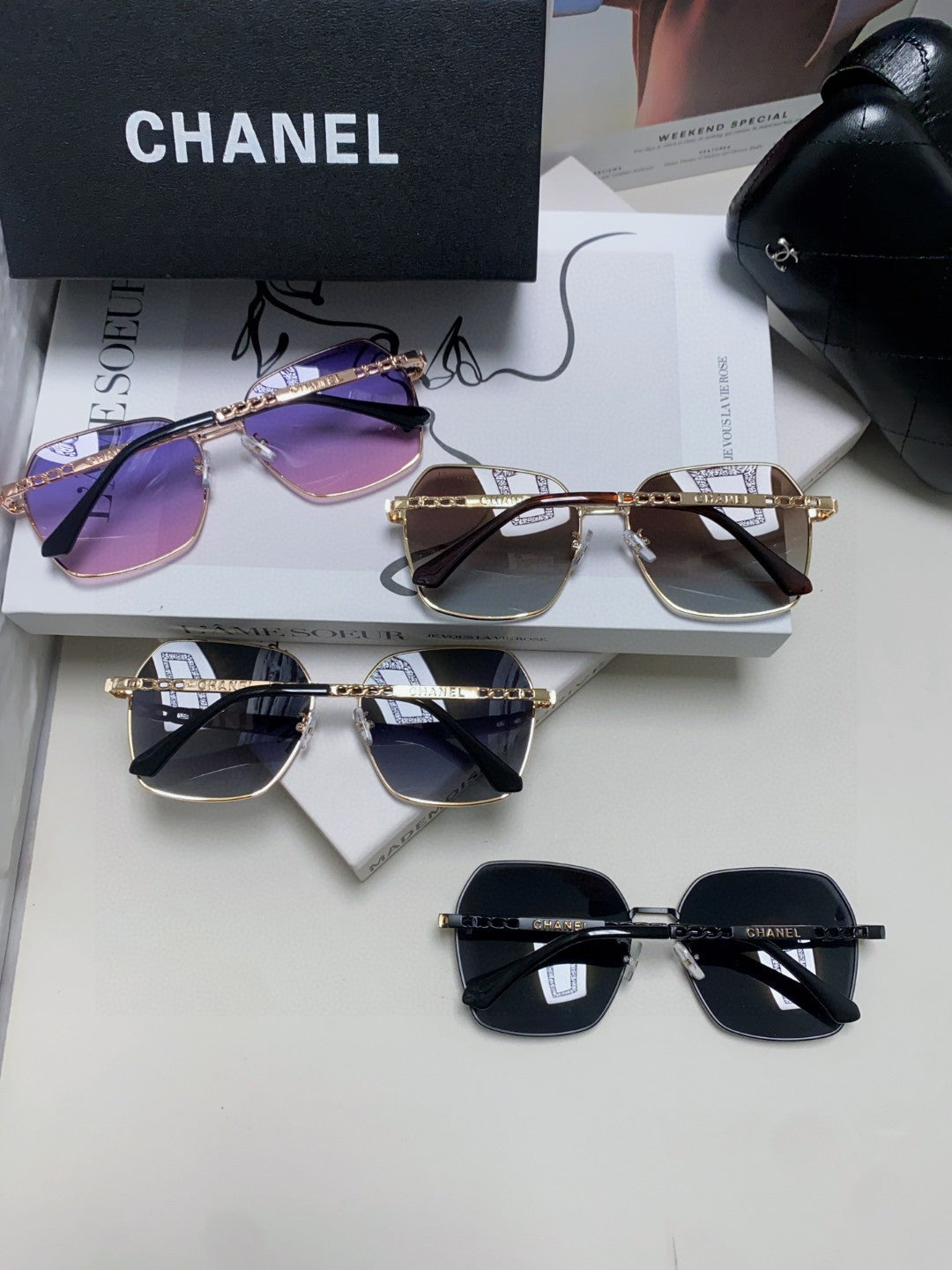 Chanel Metal Oversized Silver Lens Sunglasses for Men & Women - detail image 7