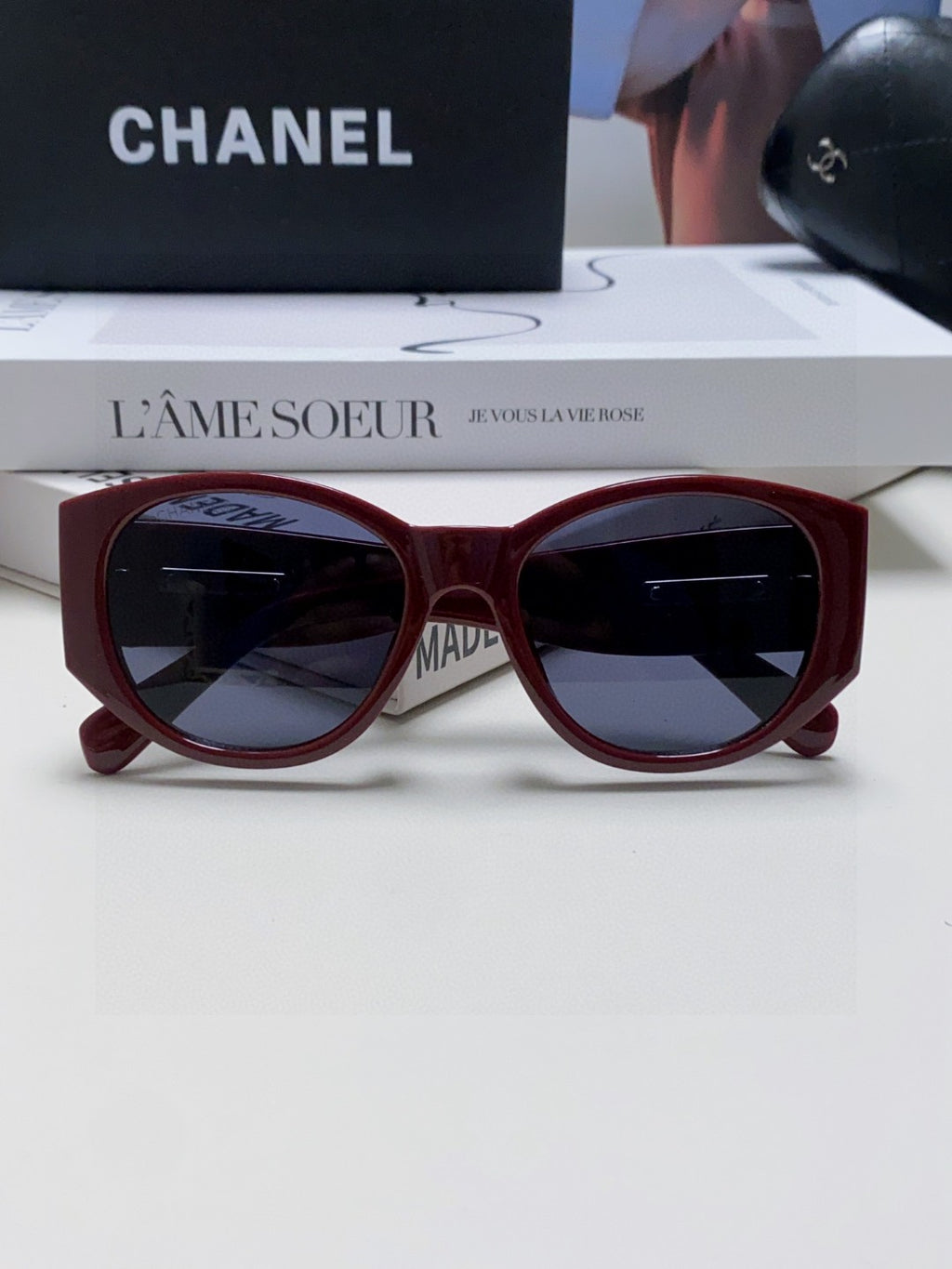 Chanel Polarized Cat-Eye Blue Lens Sunglasses for Women - 866975 - detail image 6