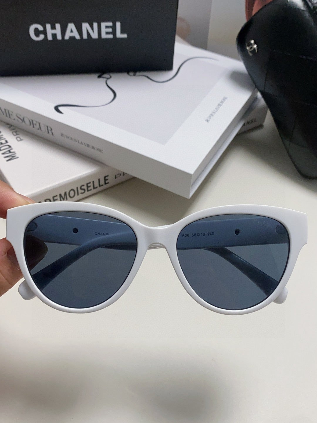 Chanel Cat-Eye Blue Lens Sunglasses for Women - 866979 - detail image 3