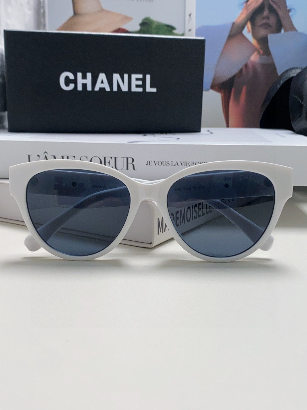 Chanel Cat-Eye Blue Lens Sunglasses for Women - 866979 - detail image 6