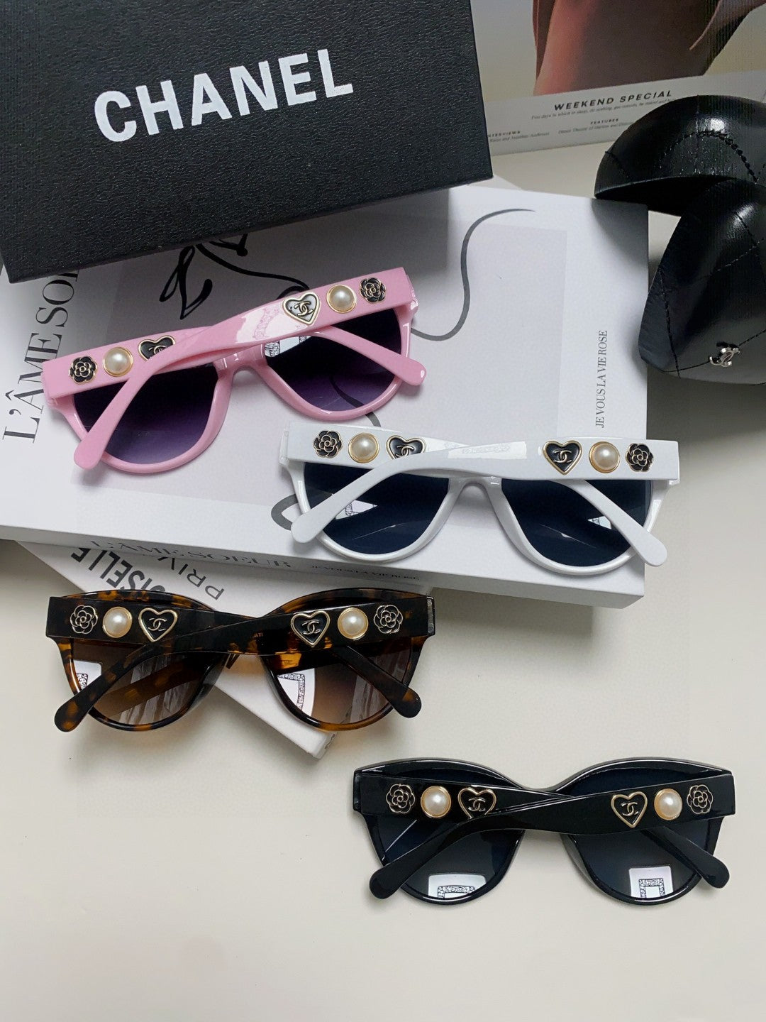Chanel Cat-Eye Blue Lens Sunglasses for Women - 866979 - detail image 8