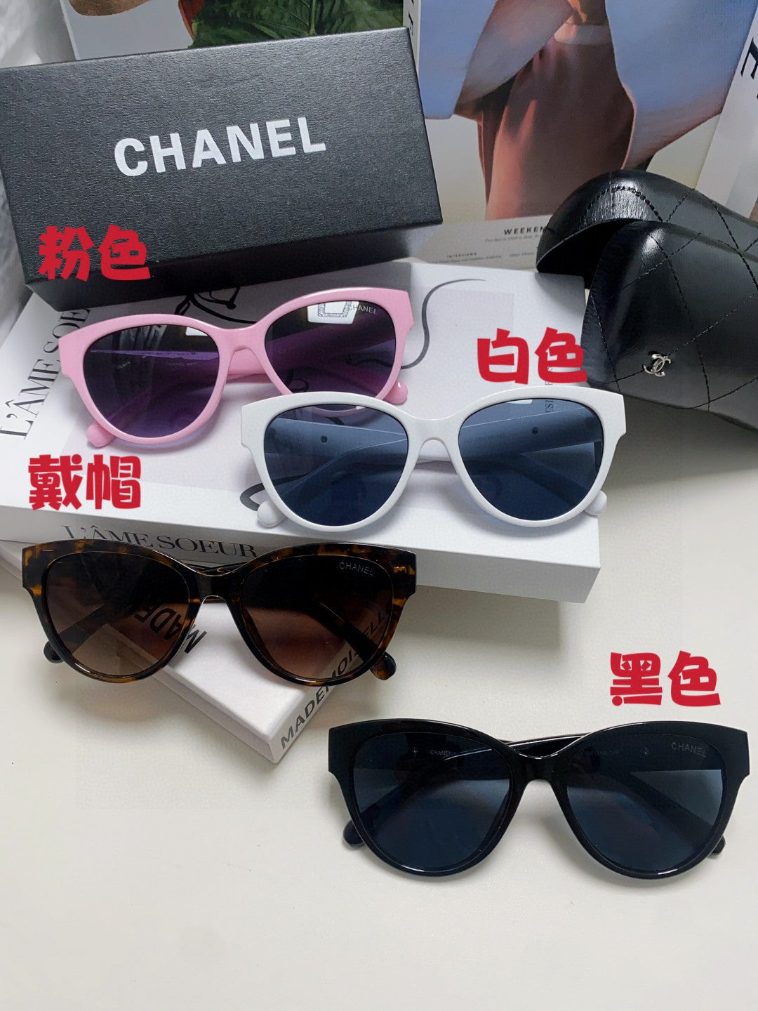 Chanel Cat-Eye Red Lens Sunglasses for Women - 866980 - detail image 9