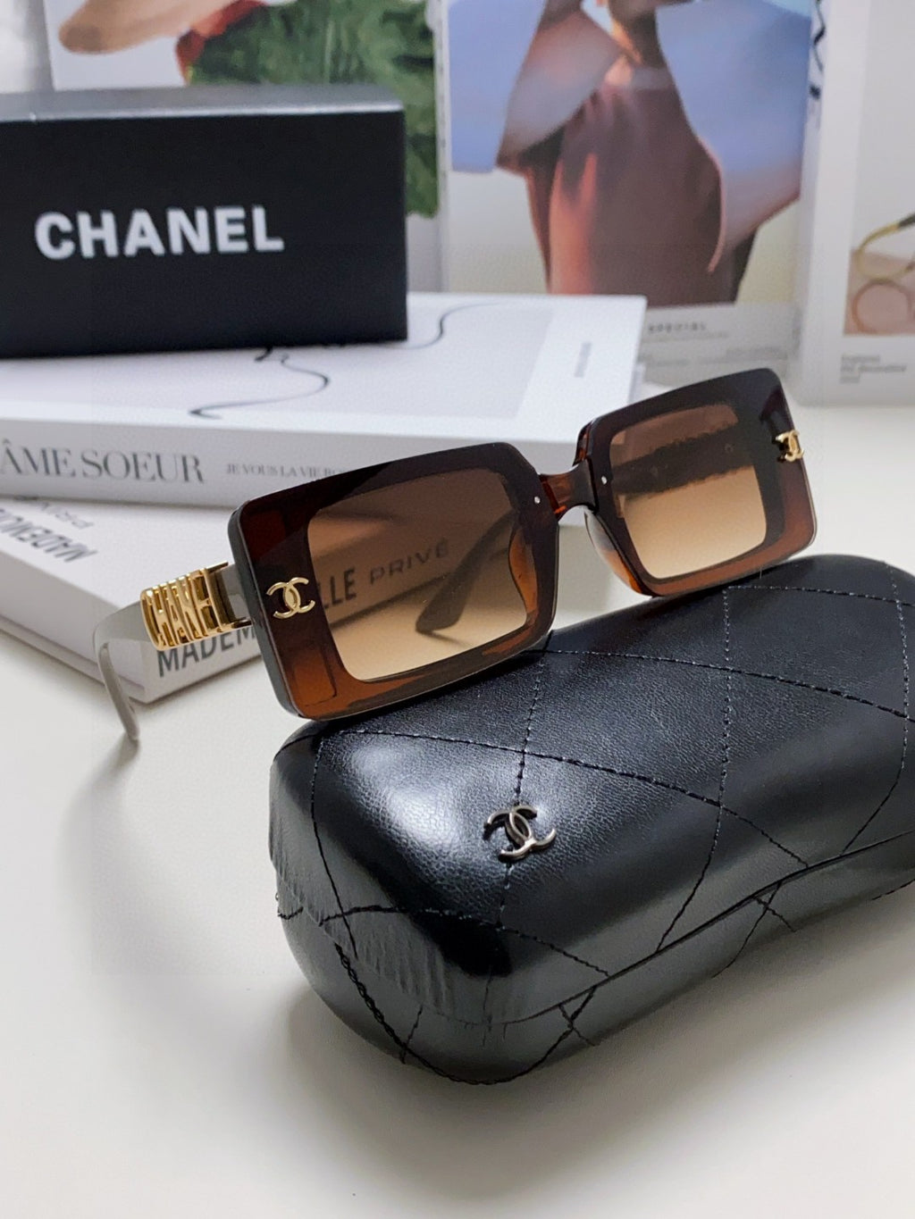 Chanel Polarized Square Red Lens Sunglasses for Men & Women - 867069 - detail image 6
