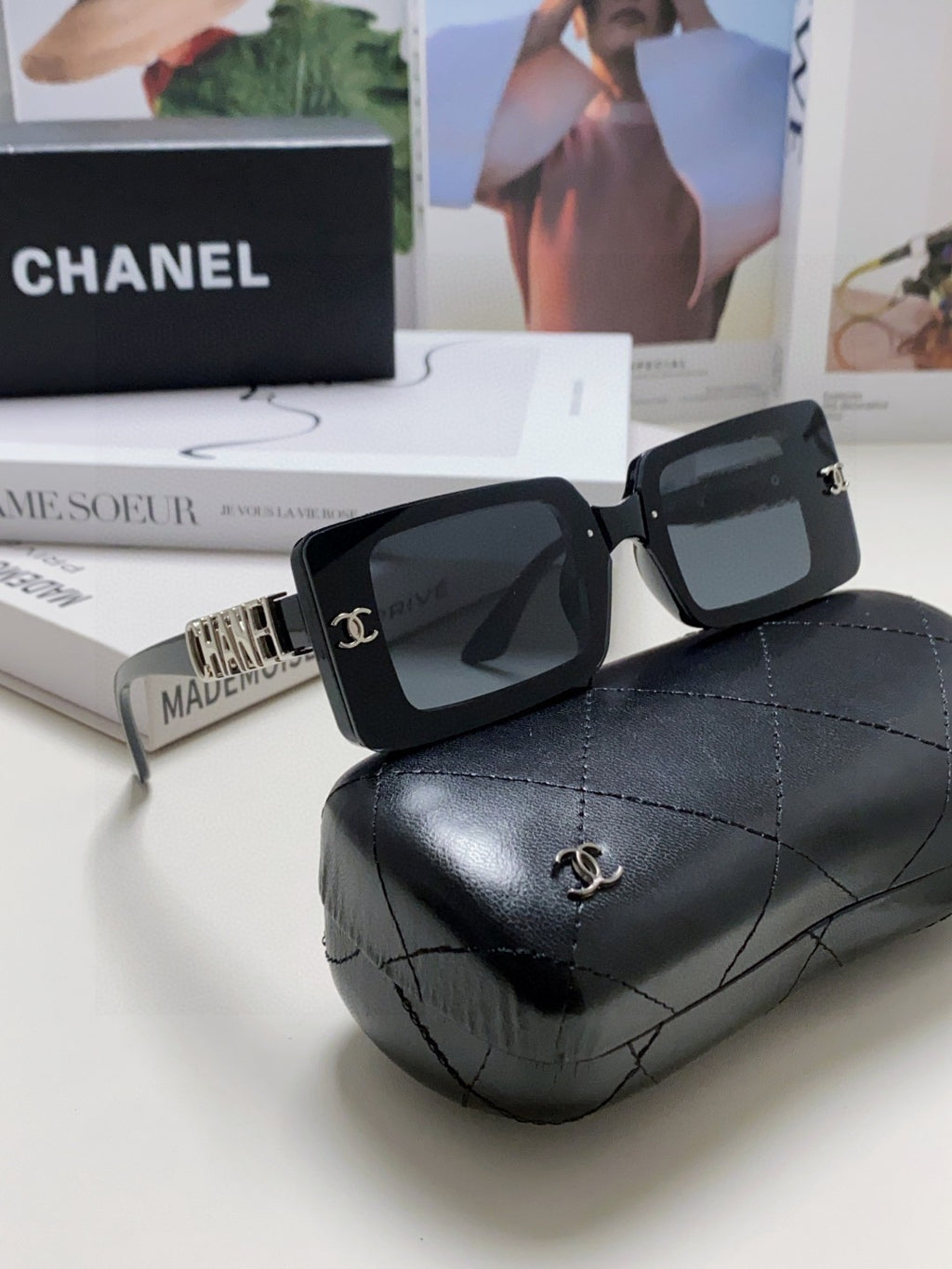 Chanel Polarized Square Blue Lens Sunglasses for Men & Women - 867071 - detail image 2