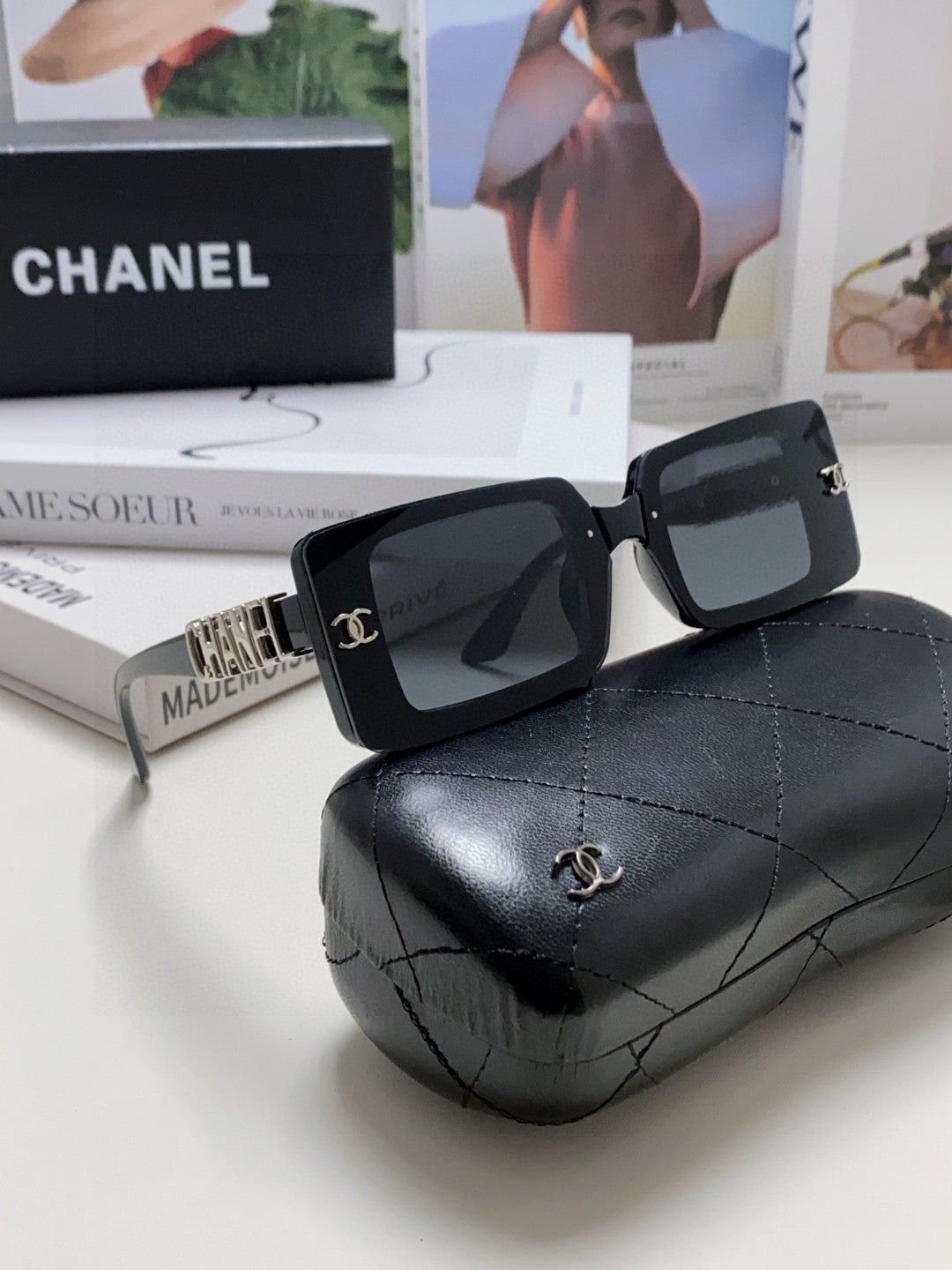 Chanel Polarized Square Blue Lens Sunglasses for Men & Women - 867071 - detail image 2