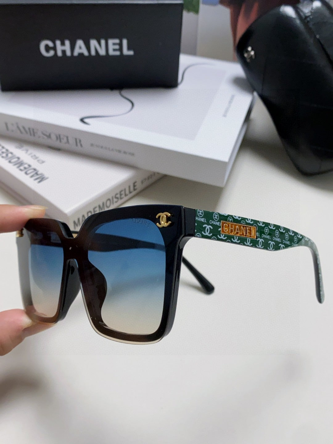 Chanel Square Black Lens Sunglasses for Men & Women - 867073 - detail image 5