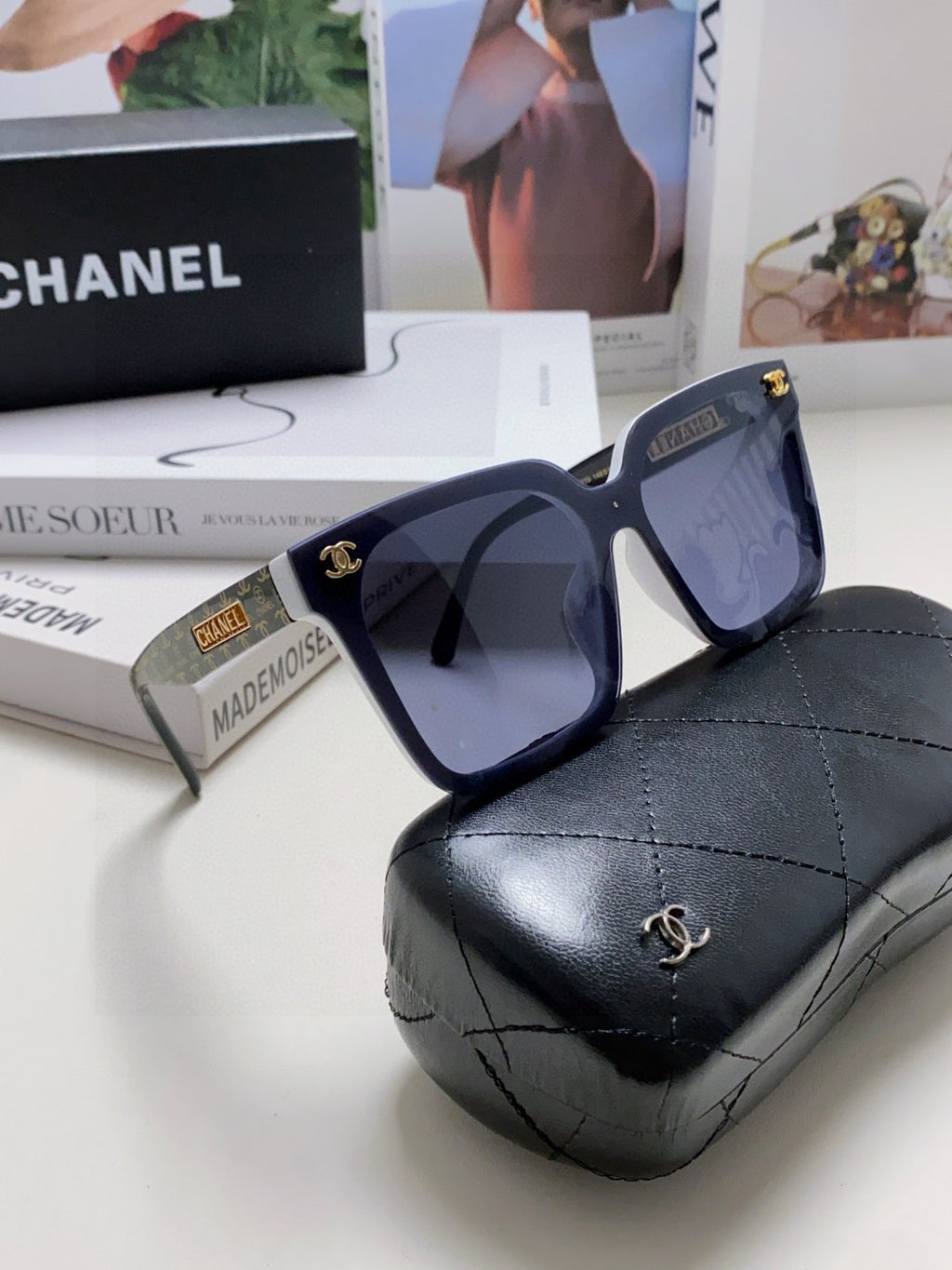 Chanel Square Blue Lens Sunglasses for Men & Women - 867074 - detail image 7