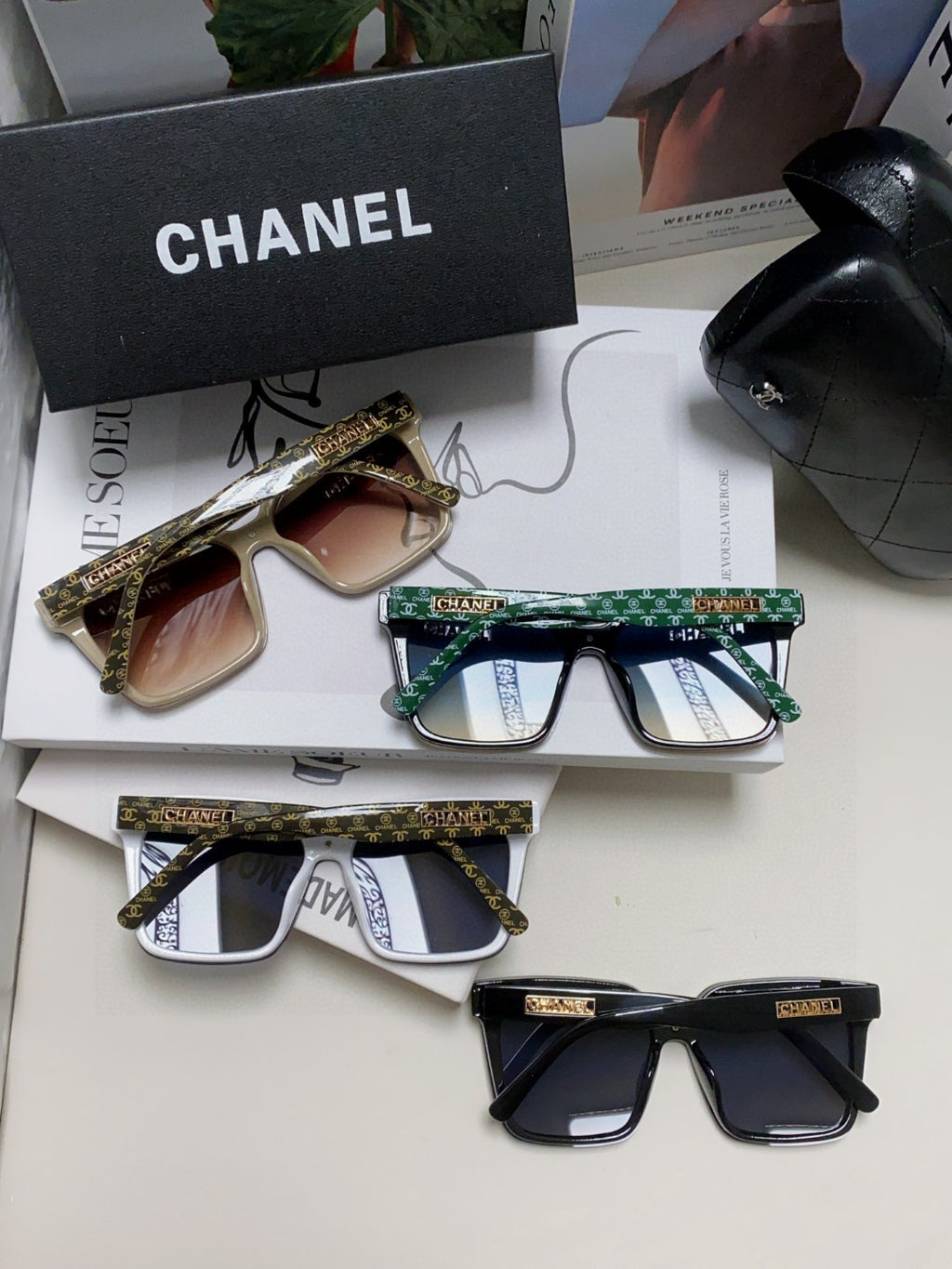 Chanel Square Blue Lens Sunglasses for Men & Women - 867074 - detail image 8