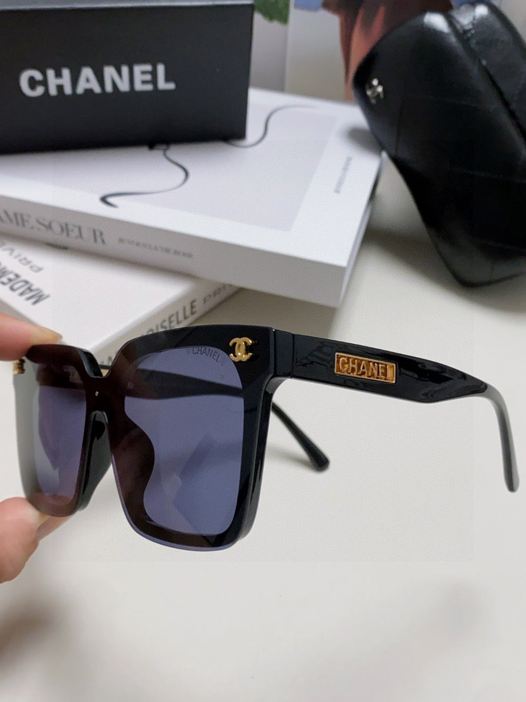 Chanel Square Black Lens Sunglasses for Men & Women - 867075 - detail image 5