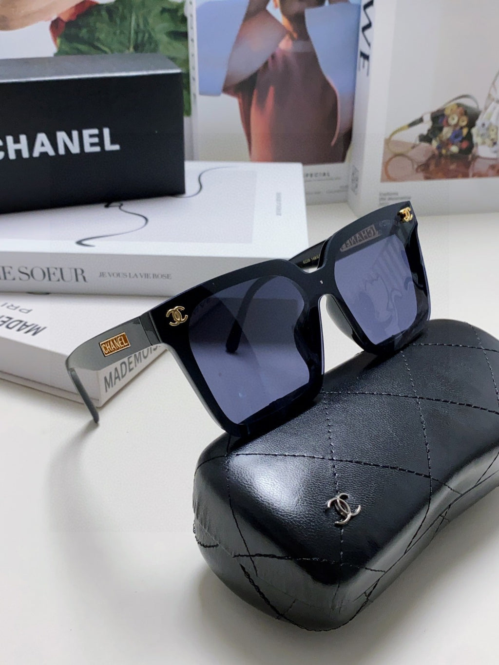 Chanel Square Black Lens Sunglasses for Men & Women - 867075 - detail image 7