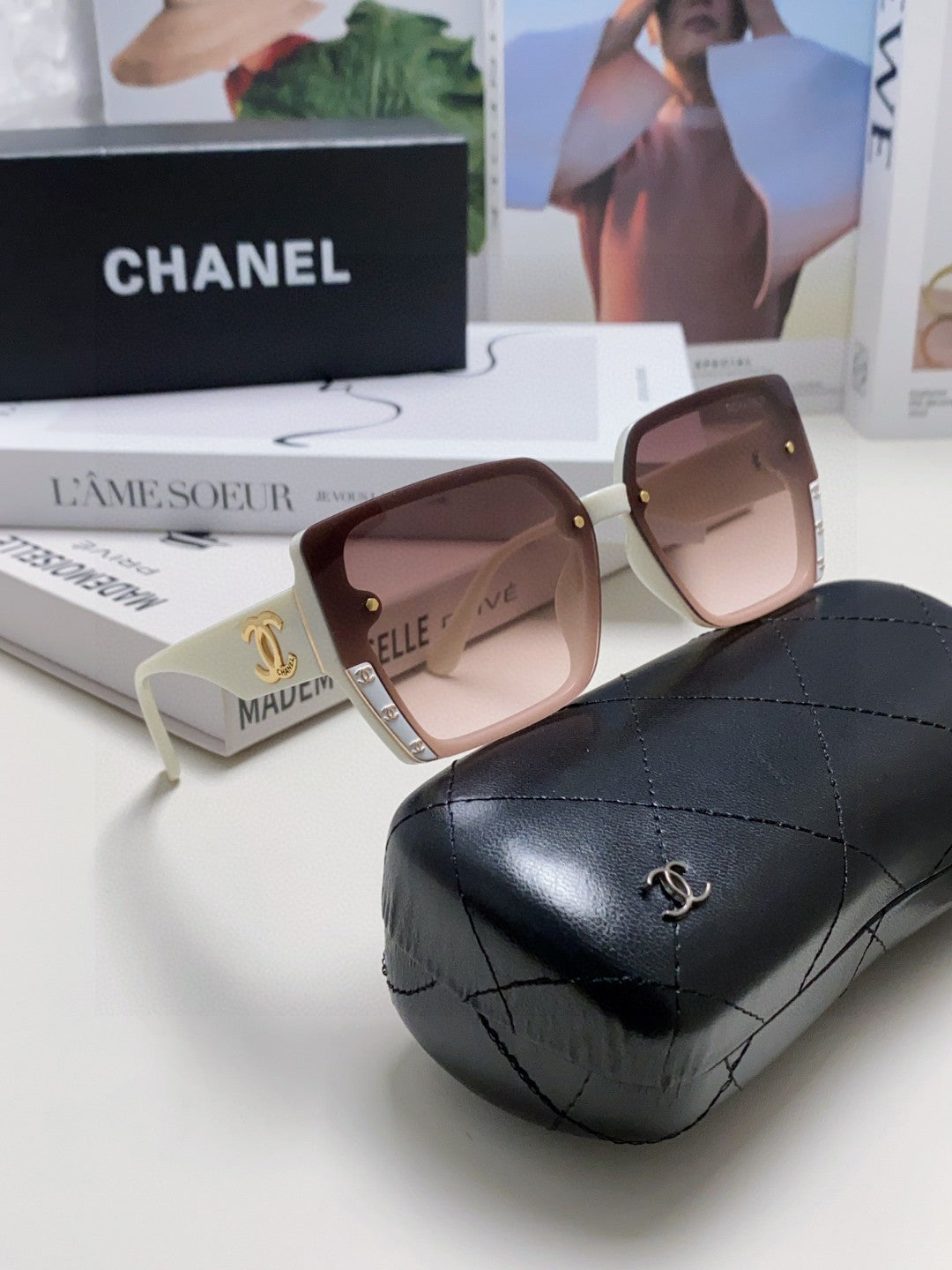 Chanel Polarized Square Red Lens Sunglasses for Men & Women - 867076 - detail image 7