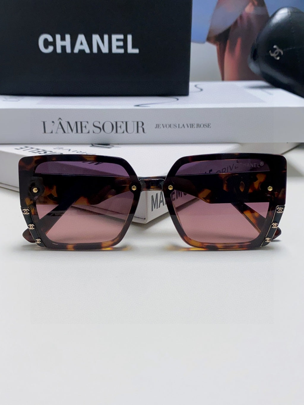 Chanel Polarized Square Red Lens Sunglasses for Men & Women - 867077 - detail image 6