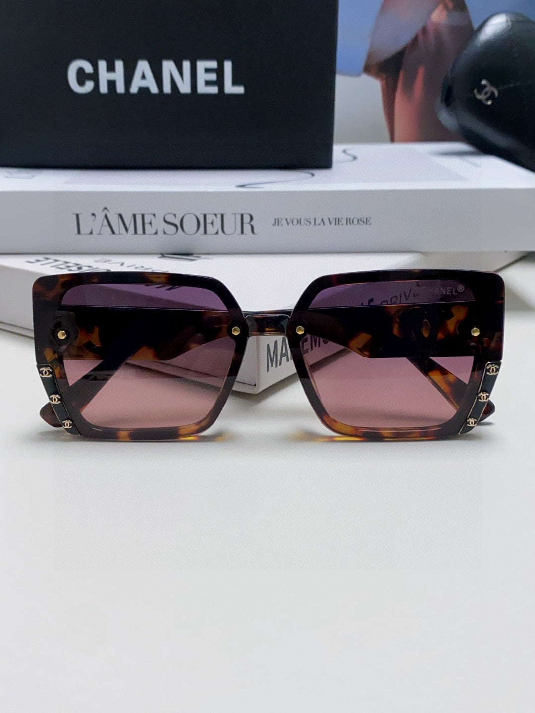 Chanel Polarized Square Red Lens Sunglasses for Men & Women - 867077 - detail image 6
