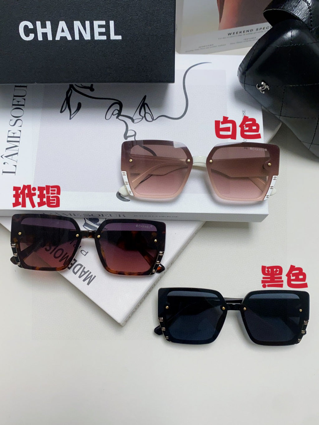 Chanel Polarized Square Red Lens Sunglasses for Men & Women - 867077 - detail image 9