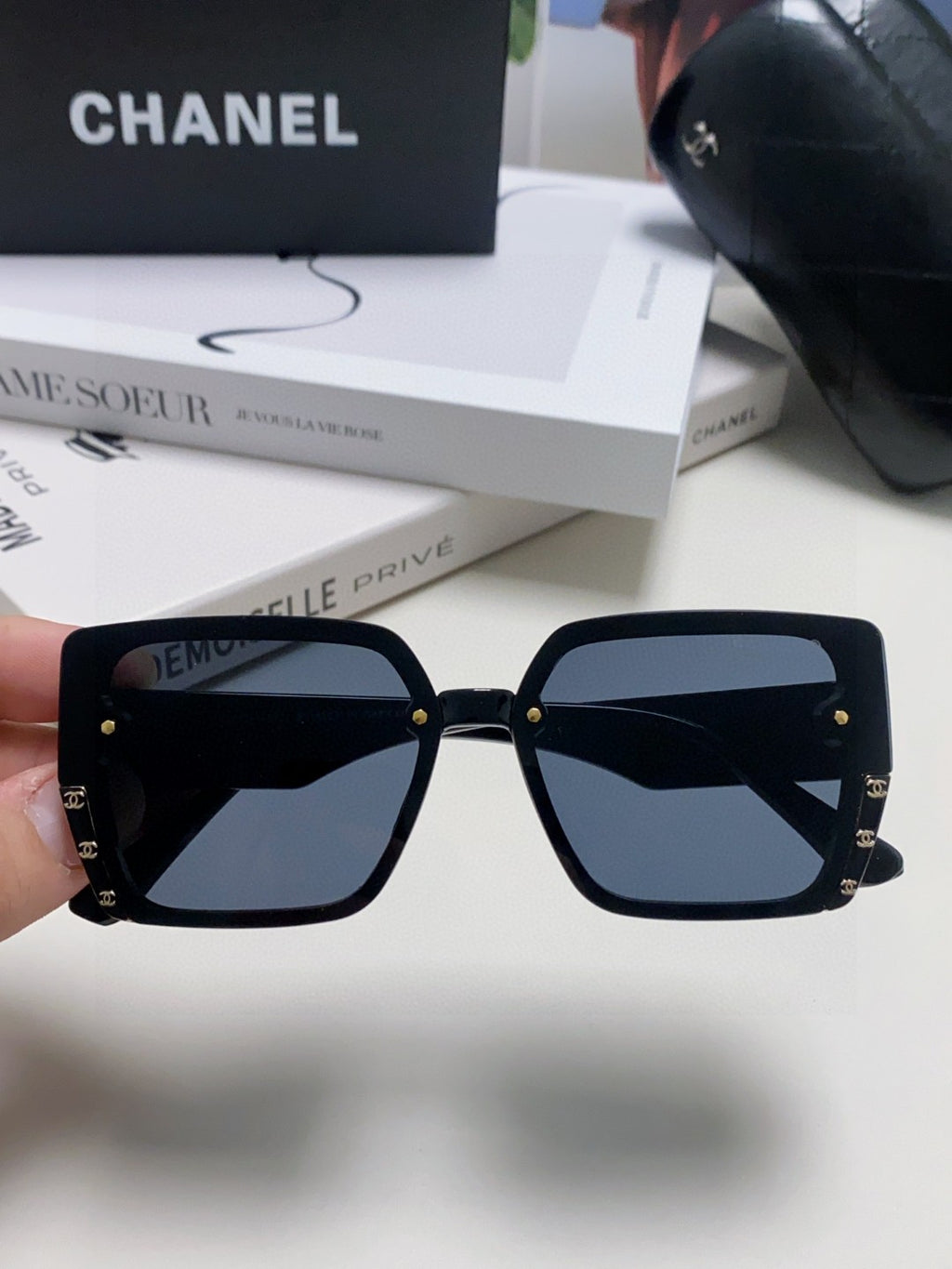 Chanel Polarized Square Blue Lens Sunglasses for Men & Women - 867078 - detail image 3