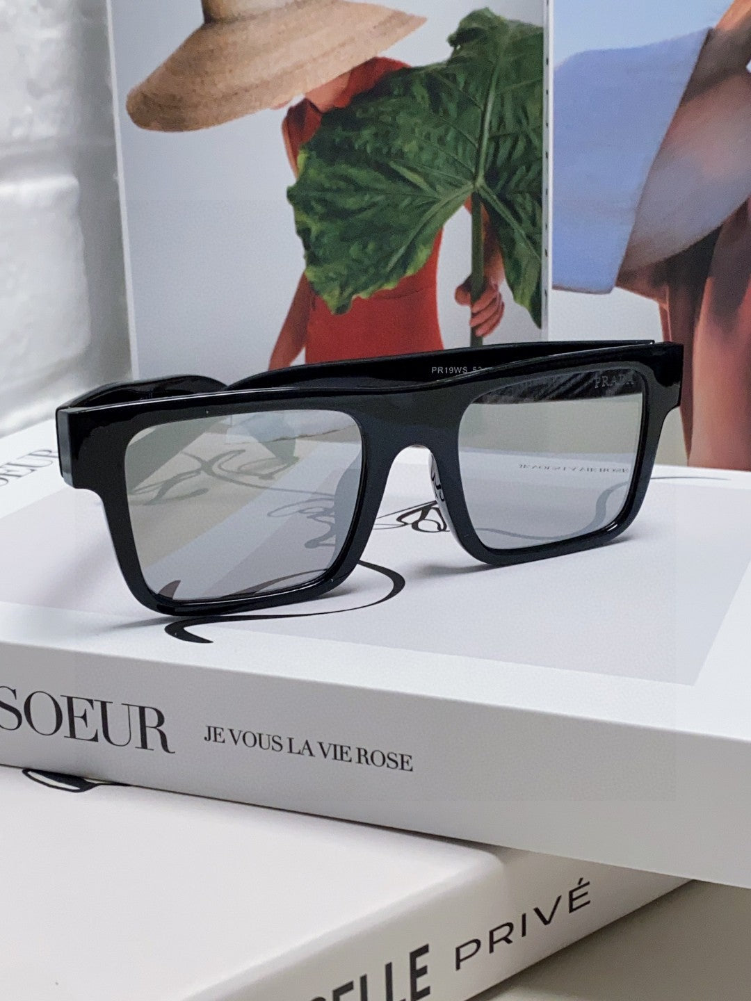 Prada PR19WS Square Black Lens Sunglasses for Men & Women - detail image 3