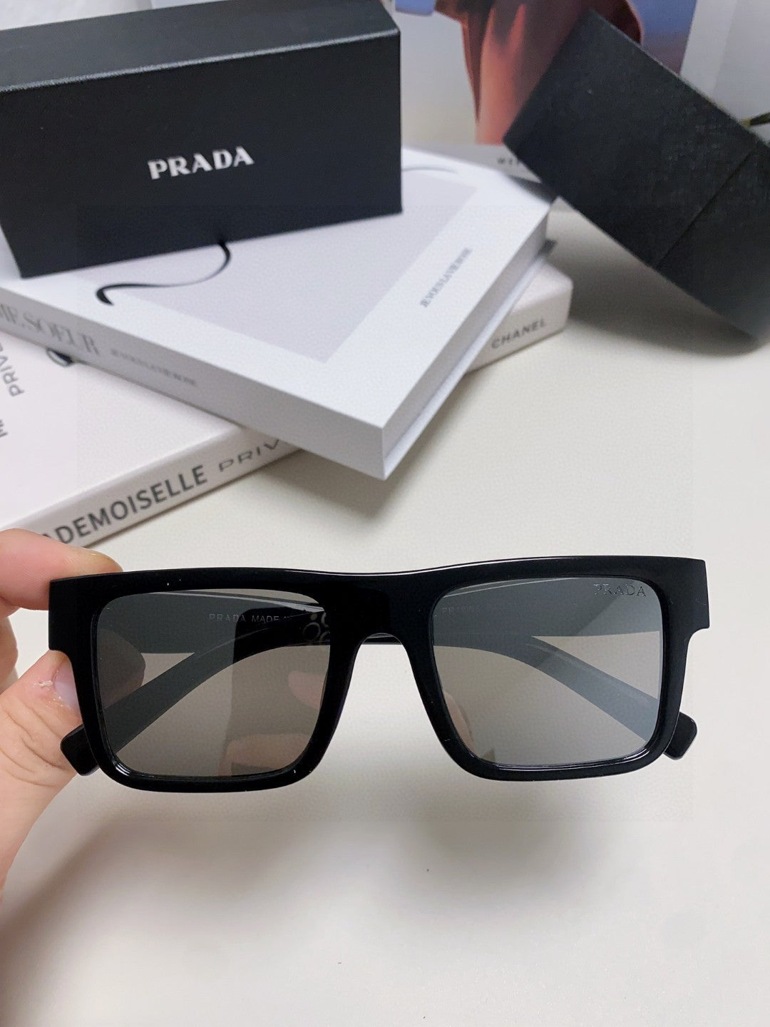 Prada PR19WS Square Black Lens Sunglasses for Men & Women - detail image 5