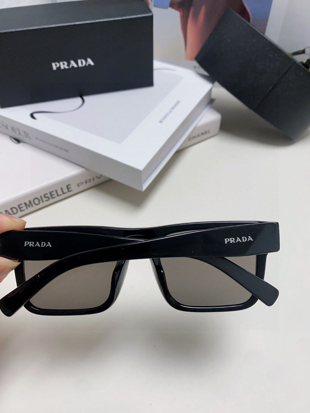 Prada PR19WS Square Black Lens Sunglasses for Men & Women - detail image 6