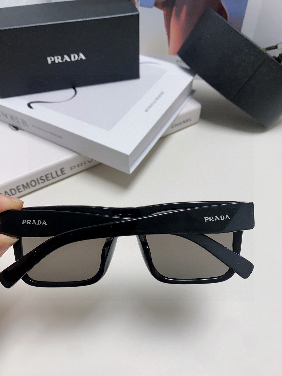 Prada PR19WS Square Black Lens Sunglasses for Men & Women - detail image 6