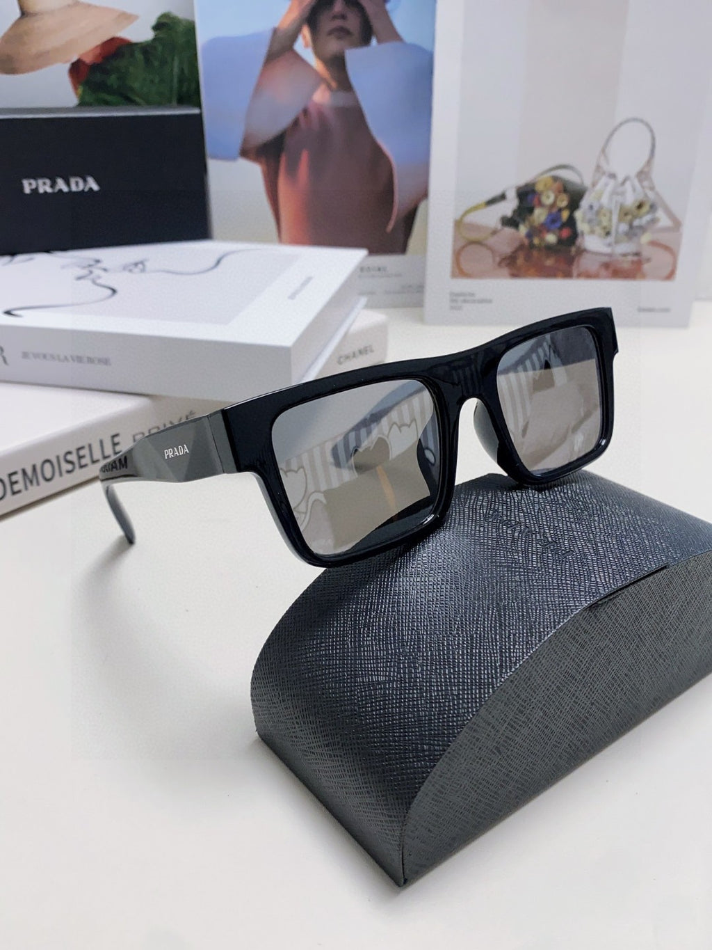 Prada PR19WS Square Black Lens Sunglasses for Men & Women - detail image 8