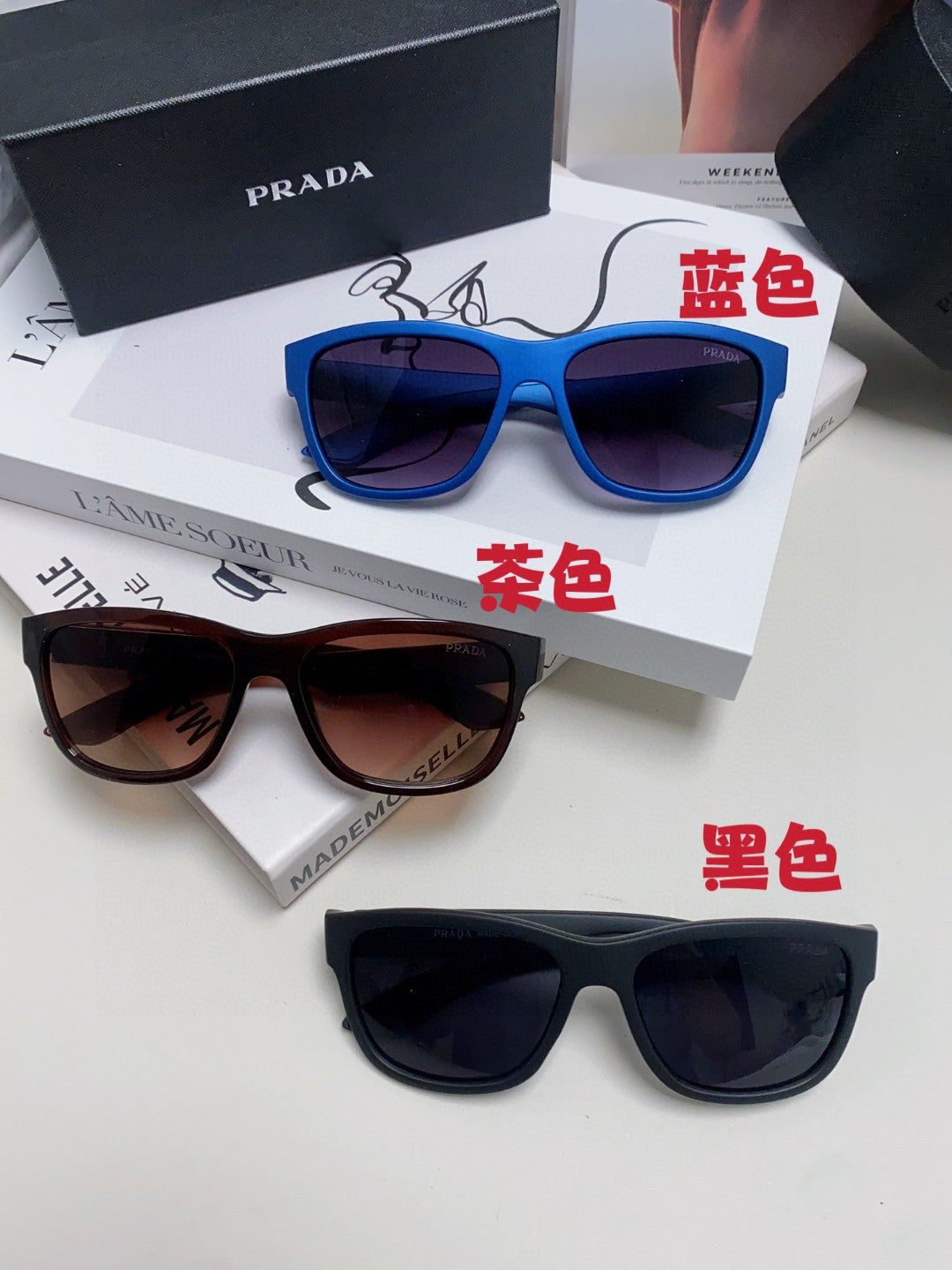 Prada Fashion Red Lens Sunglasses for Men & Women - detail image 2