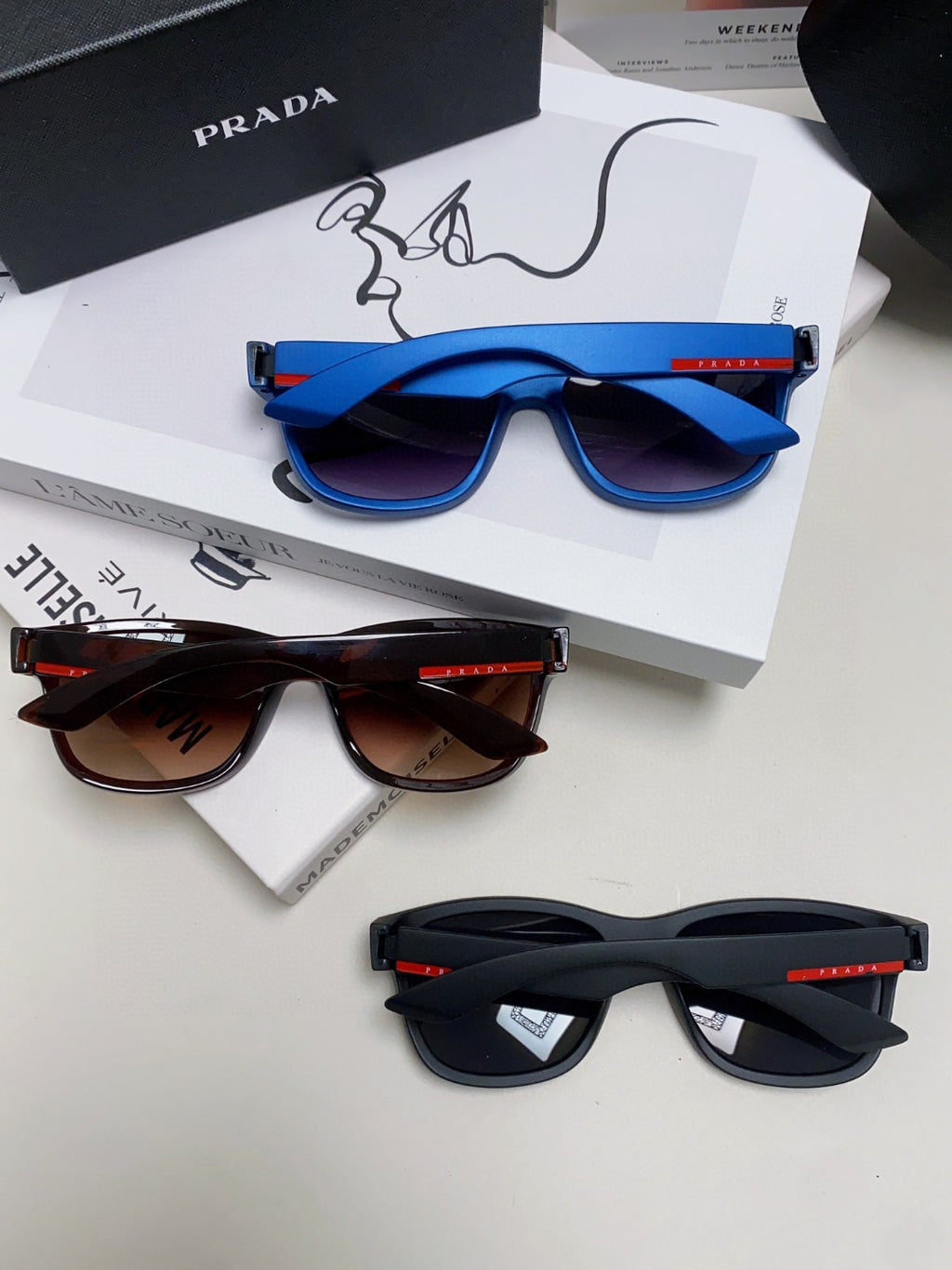 Prada Fashion Red Lens Sunglasses for Men & Women