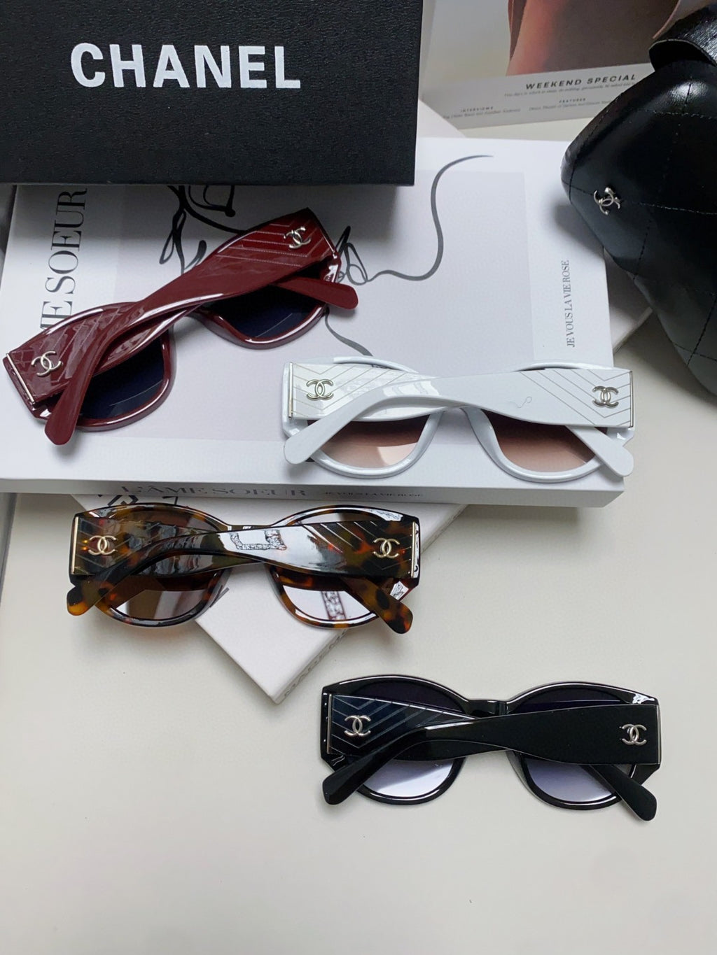 Chanel Polarized Cat-Eye Red Lens Sunglasses for Women - detail image 8