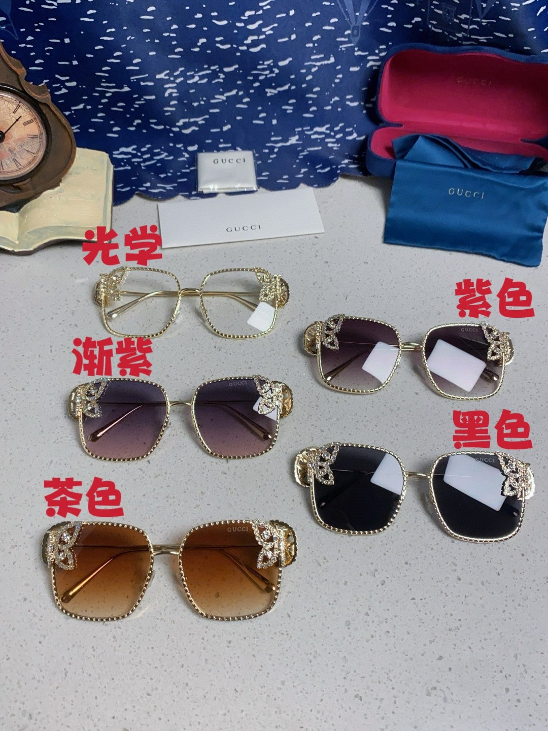 Gucci Square Silver Lens Sunglasses for Women - 132227 - detail image 12