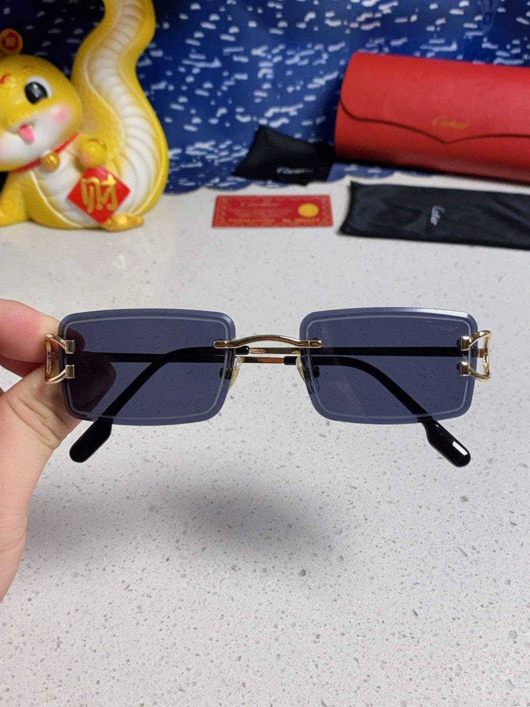 Cartier Fashion Blue Lens Sunglasses for Men & Women - 415889 - detail image 5