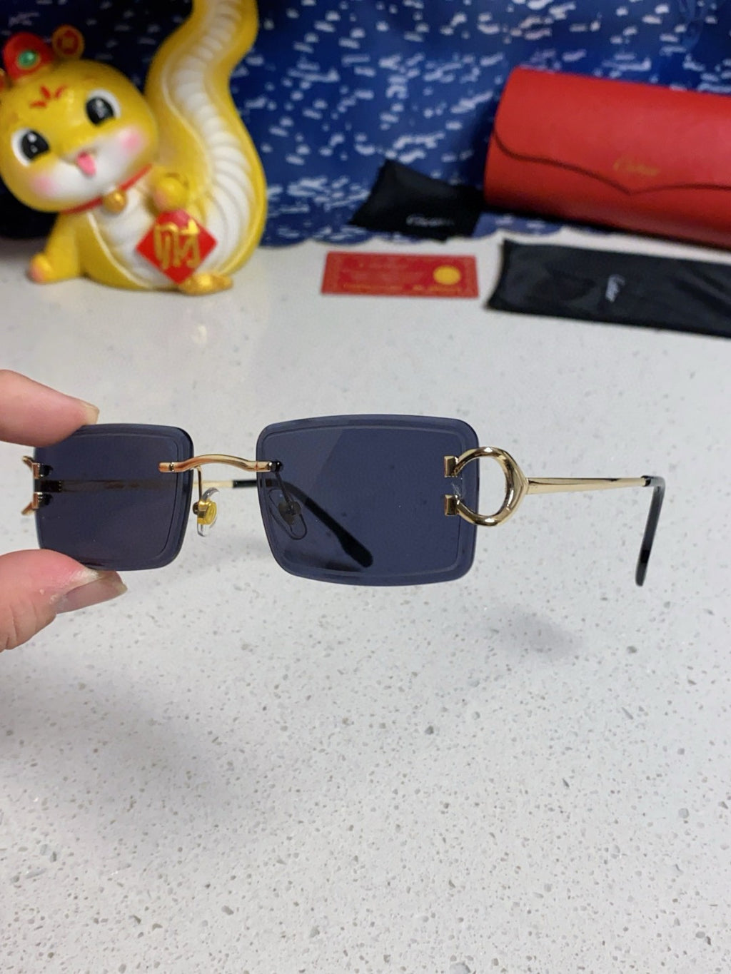 Cartier Fashion Blue Lens Sunglasses for Men & Women - detail image 7