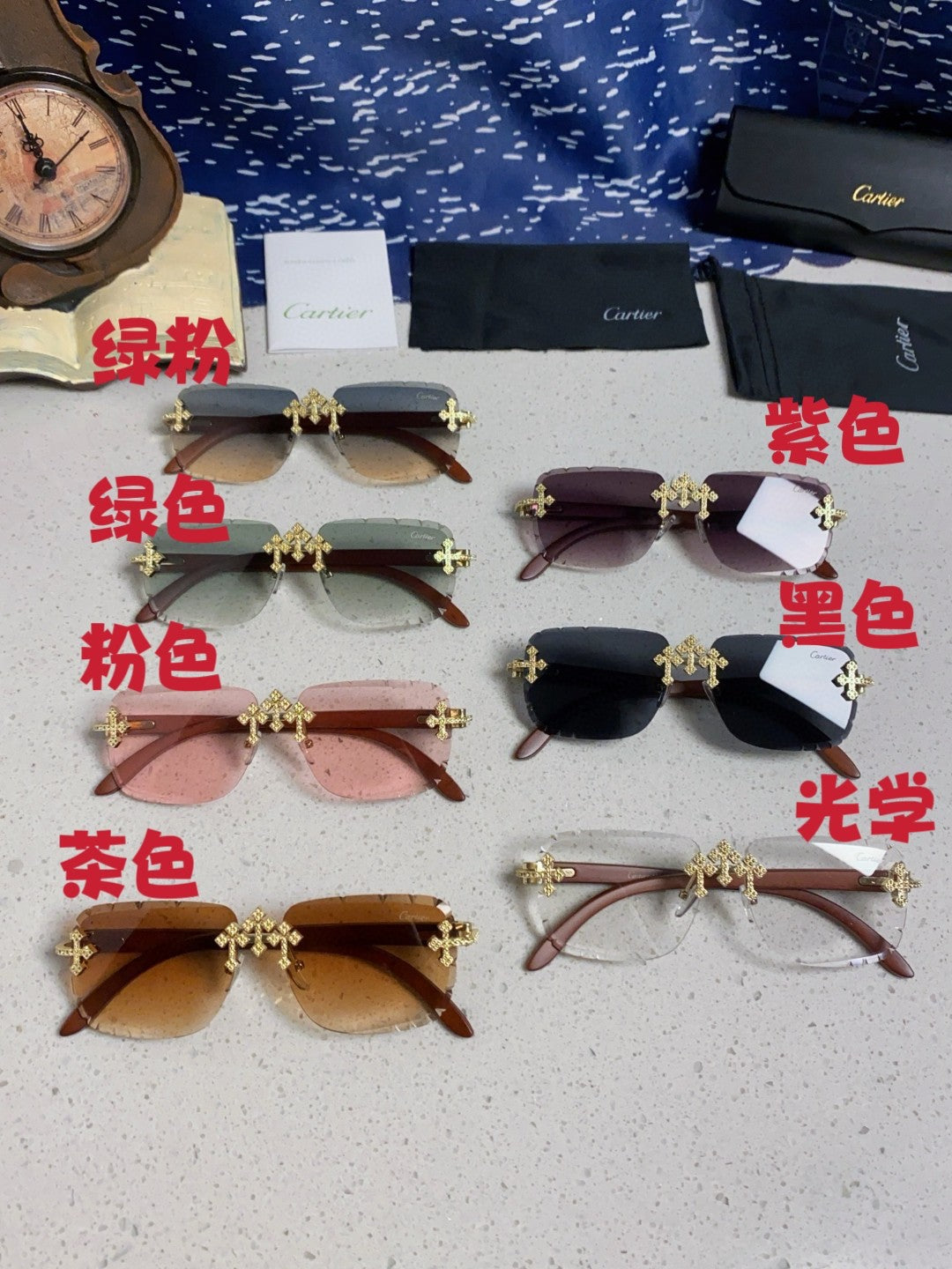 Cartier Lightweight Rimless Silver Lens Sunglasses for Men & Women - 493669 - detail image 13