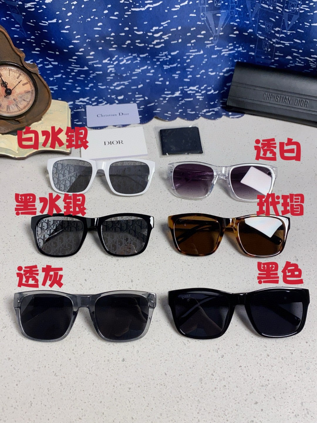 Dior Acetate Square Black Lens Sunglasses for Men & Women - detail image 12