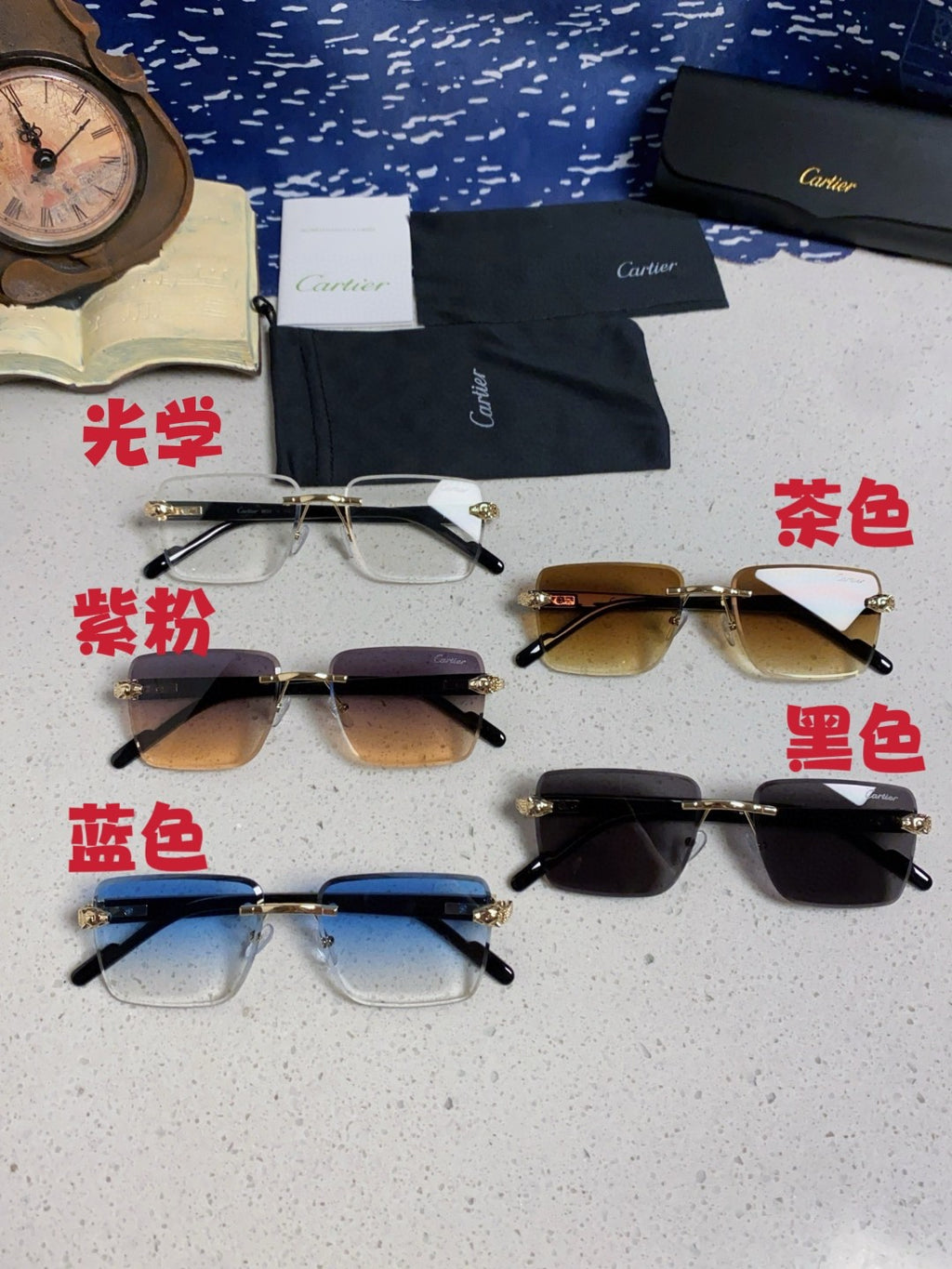 Cartier Fashion Black Lens Sunglasses for Men & Women - 382803 - detail image 11