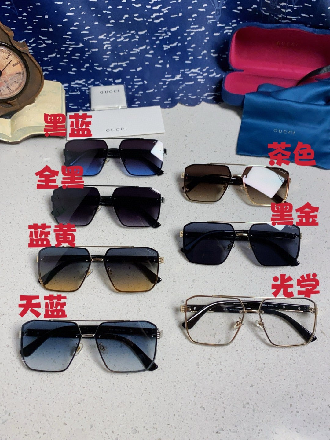Gucci Polarized Rimless Blue Lens Sunglasses for Men & Women - 382061 - detail image 12