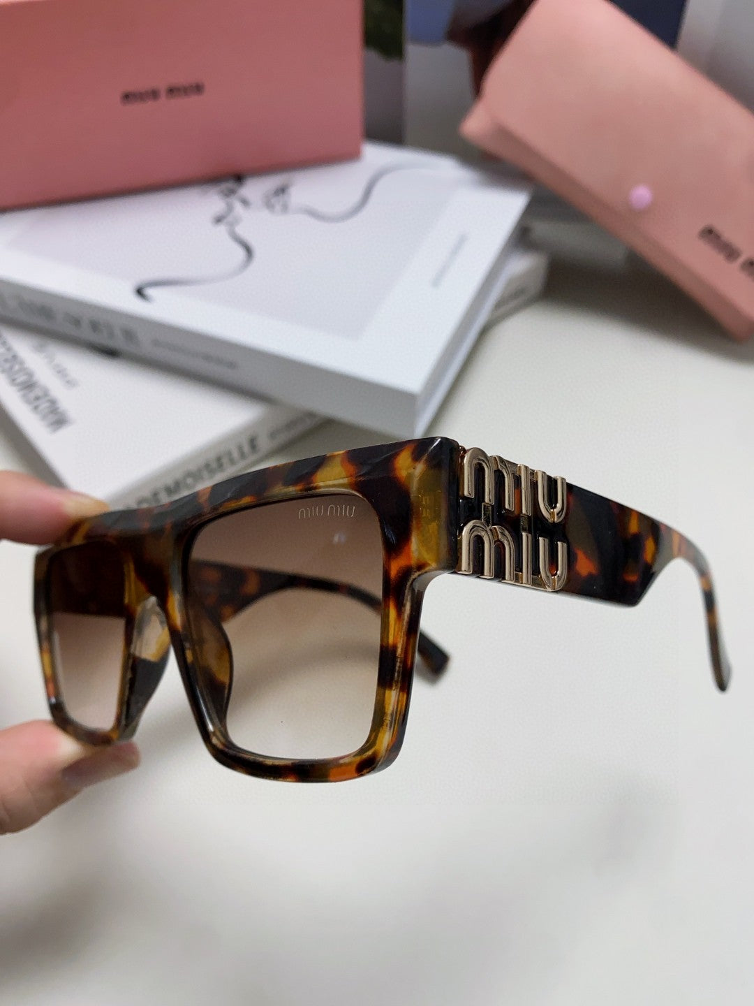 Miu Miu Square Silver Lens Sunglasses for Women - detail image 5