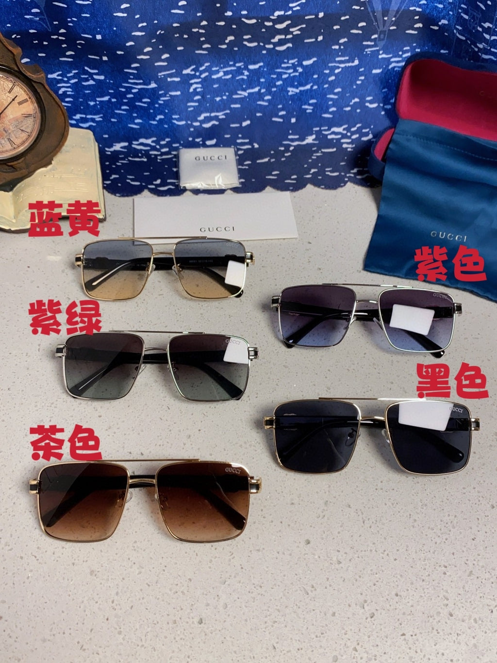 Gucci Metal Square Silver Lens Sunglasses for Men & Women - 398439 - detail image 12