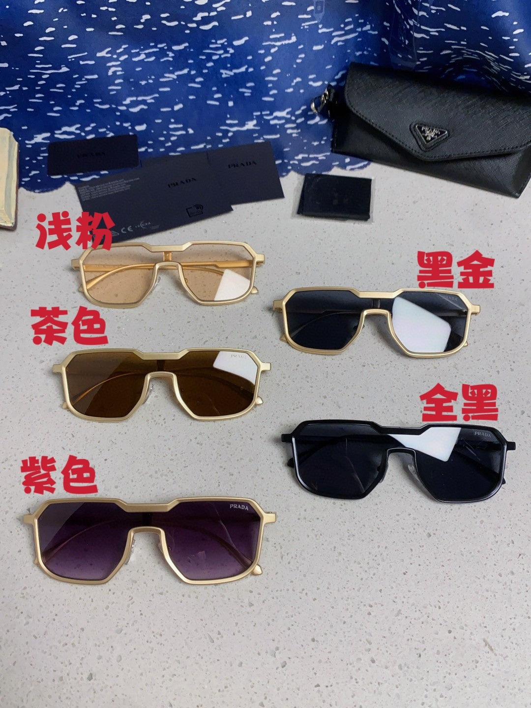 Prada Metal Fashion Blue Lens Sunglasses for Men - detail image 12