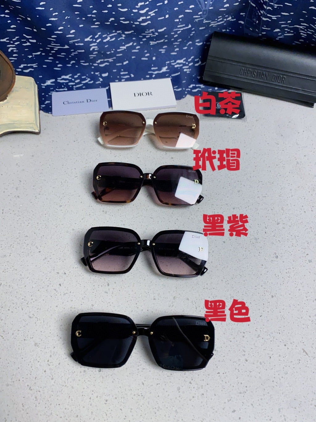 Dior Metal Square Black Lens Sunglasses for Women - detail image 12