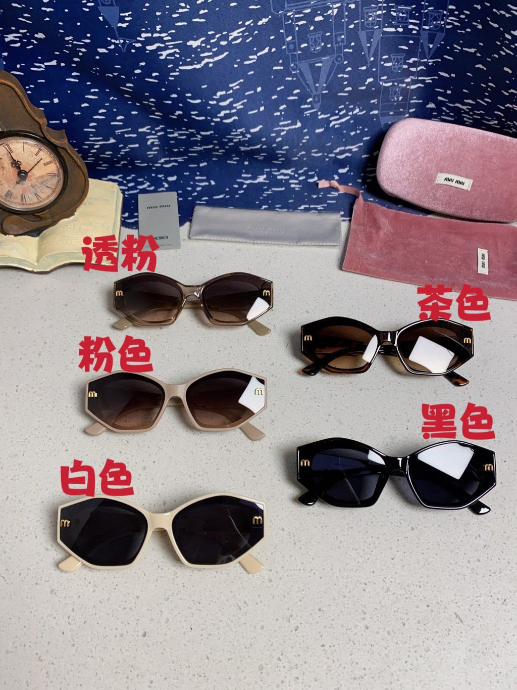 Miu Miu Cat-Eye Blue Lens Sunglasses for Women - 358688 - detail image 12