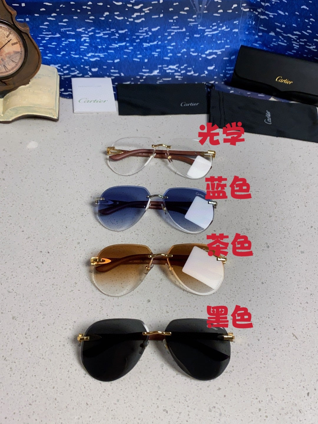 Cartier Lightweight Rimless Silver Lens Sunglasses for Men & Women - 487265 - detail image 11