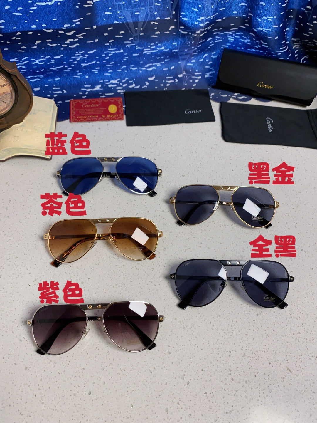 Cartier Folding Fashion Gray Lens Sunglasses for Men & Women - detail image 13